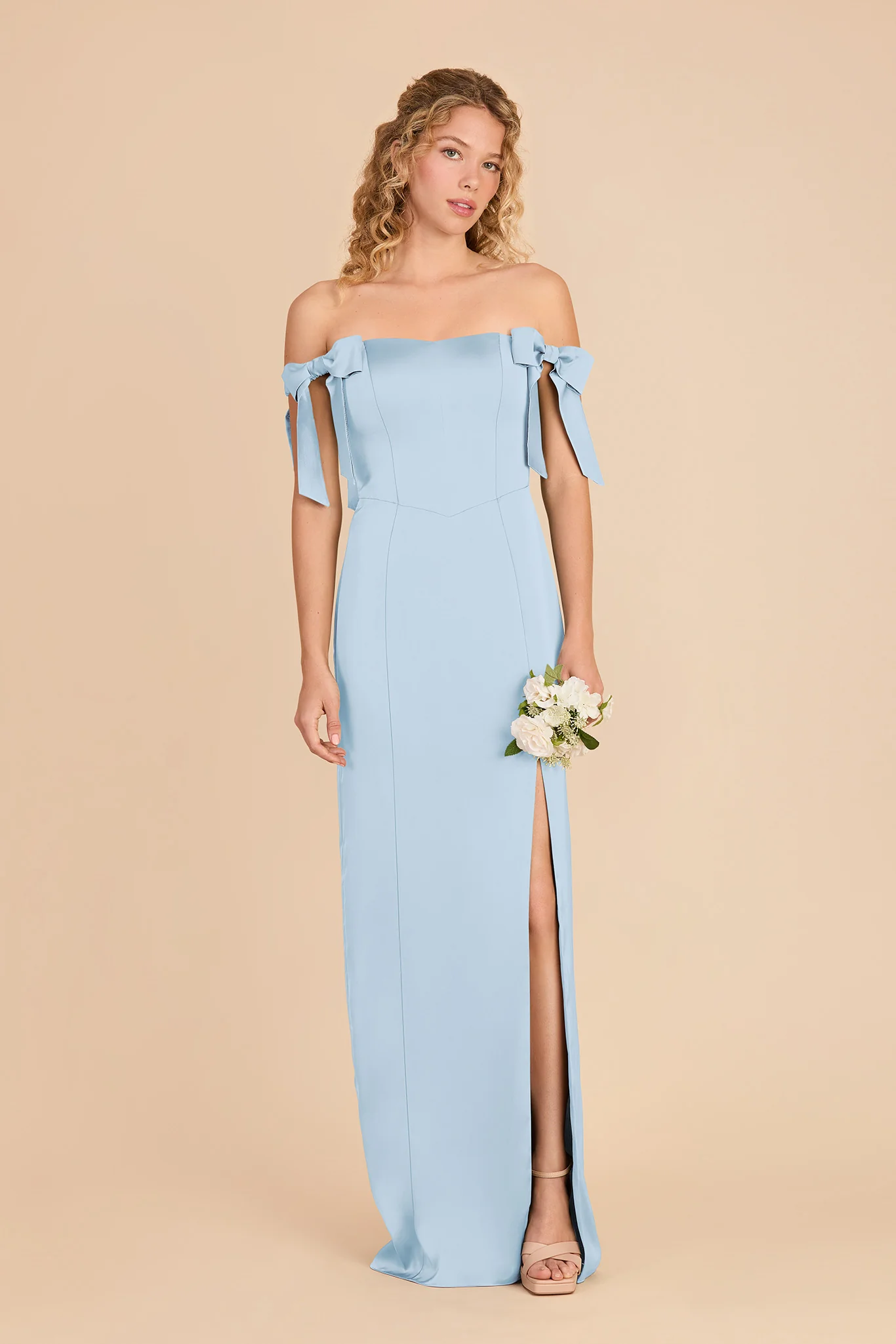 Sharon Matte Satin Dress - Sky Blue