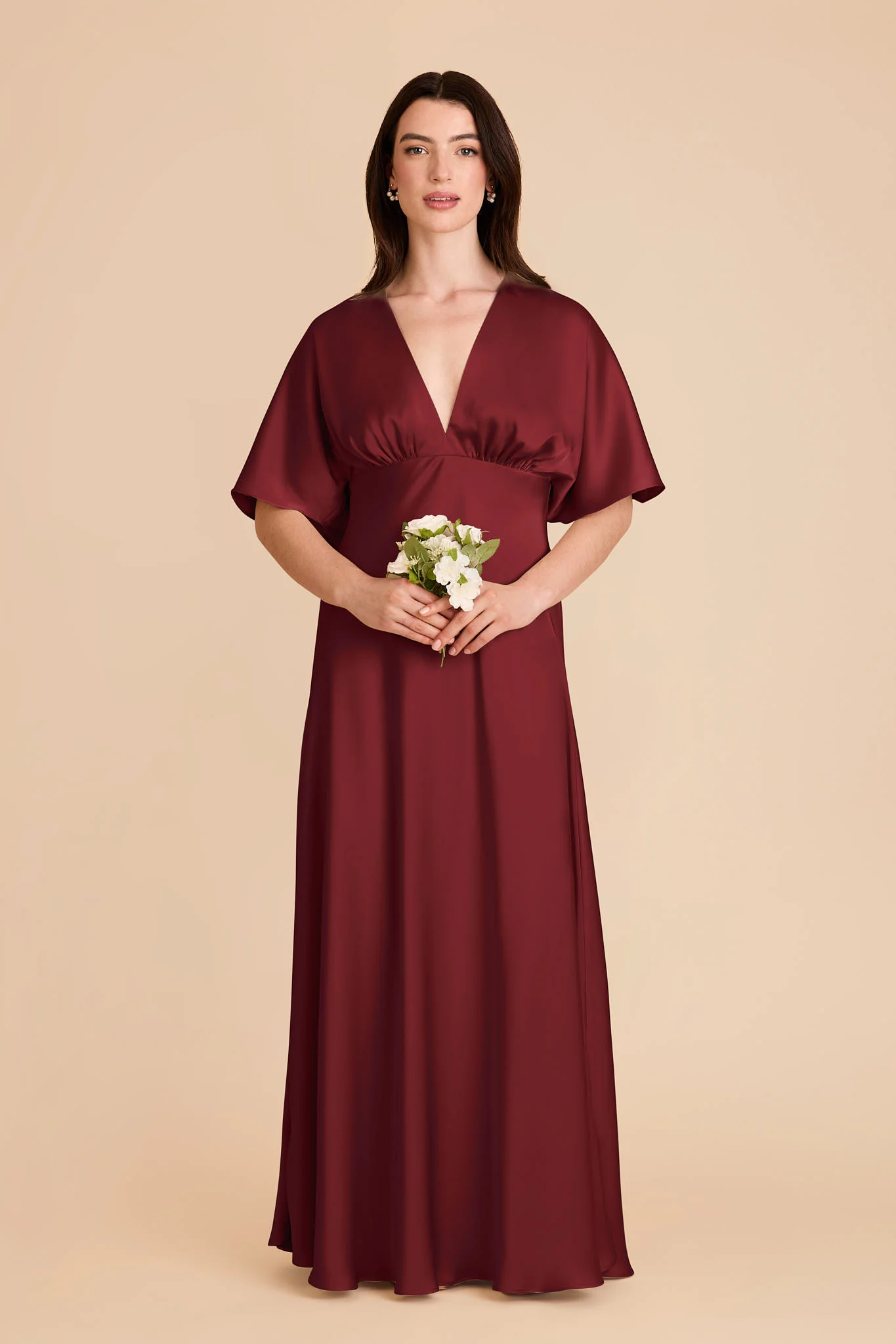 Shyla Matte Satin Dress - Burgundy - Image 3