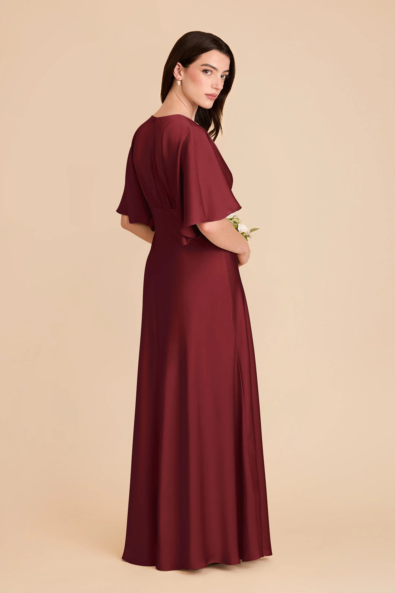 Shyla Matte Satin Dress - Burgundy - Image 4