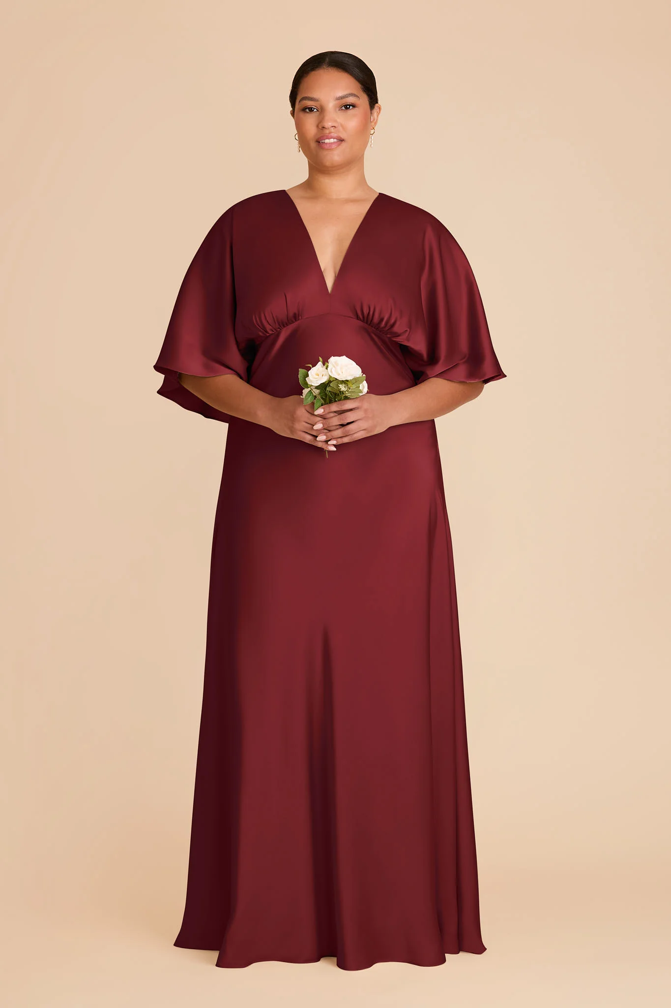 Shyla Matte Satin Dress - Burgundy - Image 6