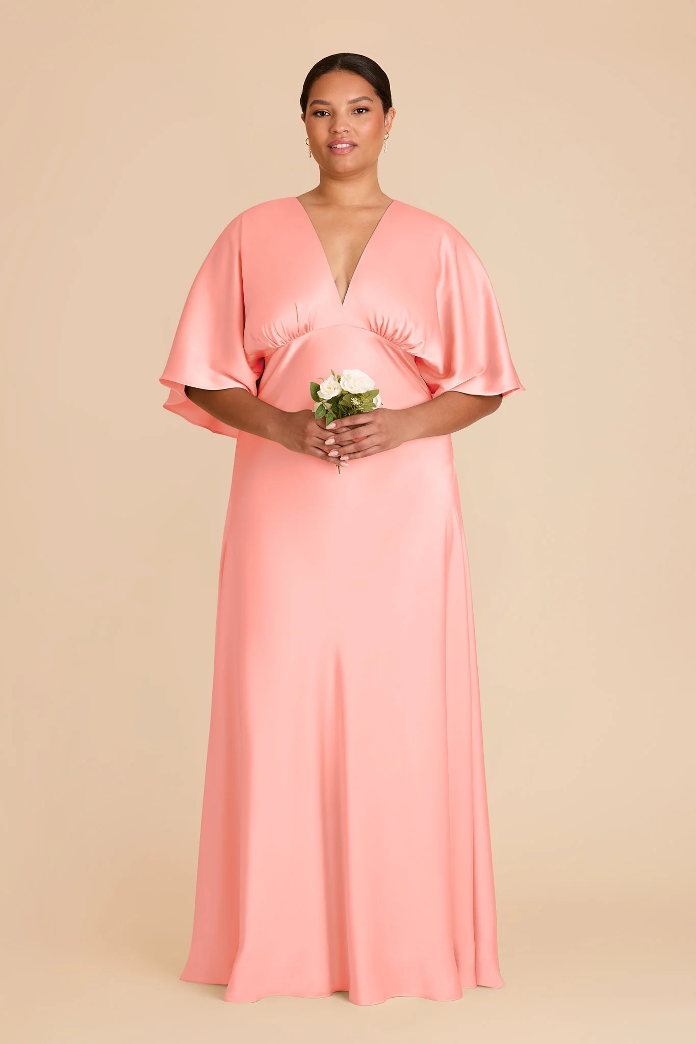 Shyla Matte Satin Dress - Coral Pink - Image 2