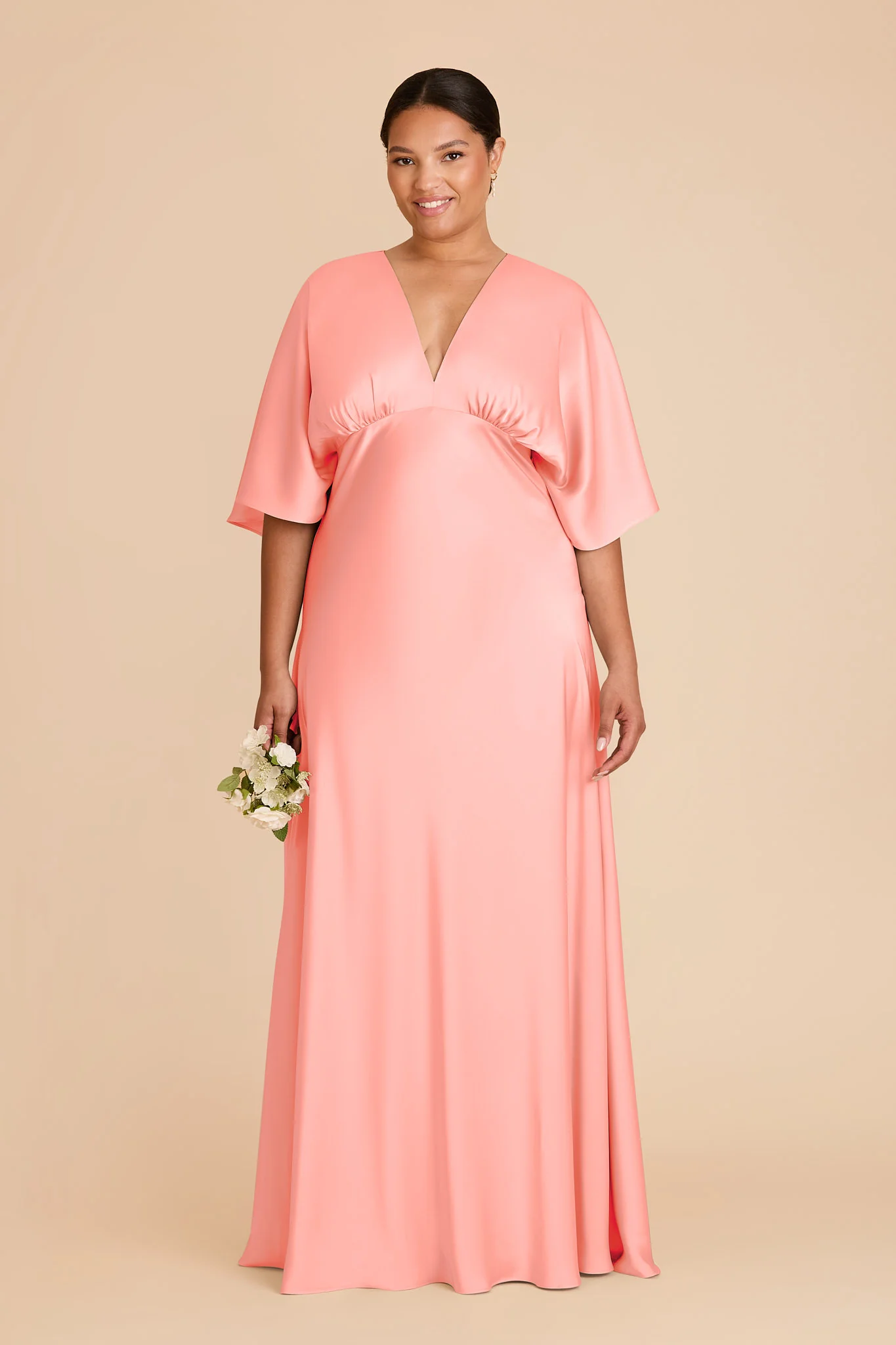 Shyla Matte Satin Dress - Coral Pink - Image 6