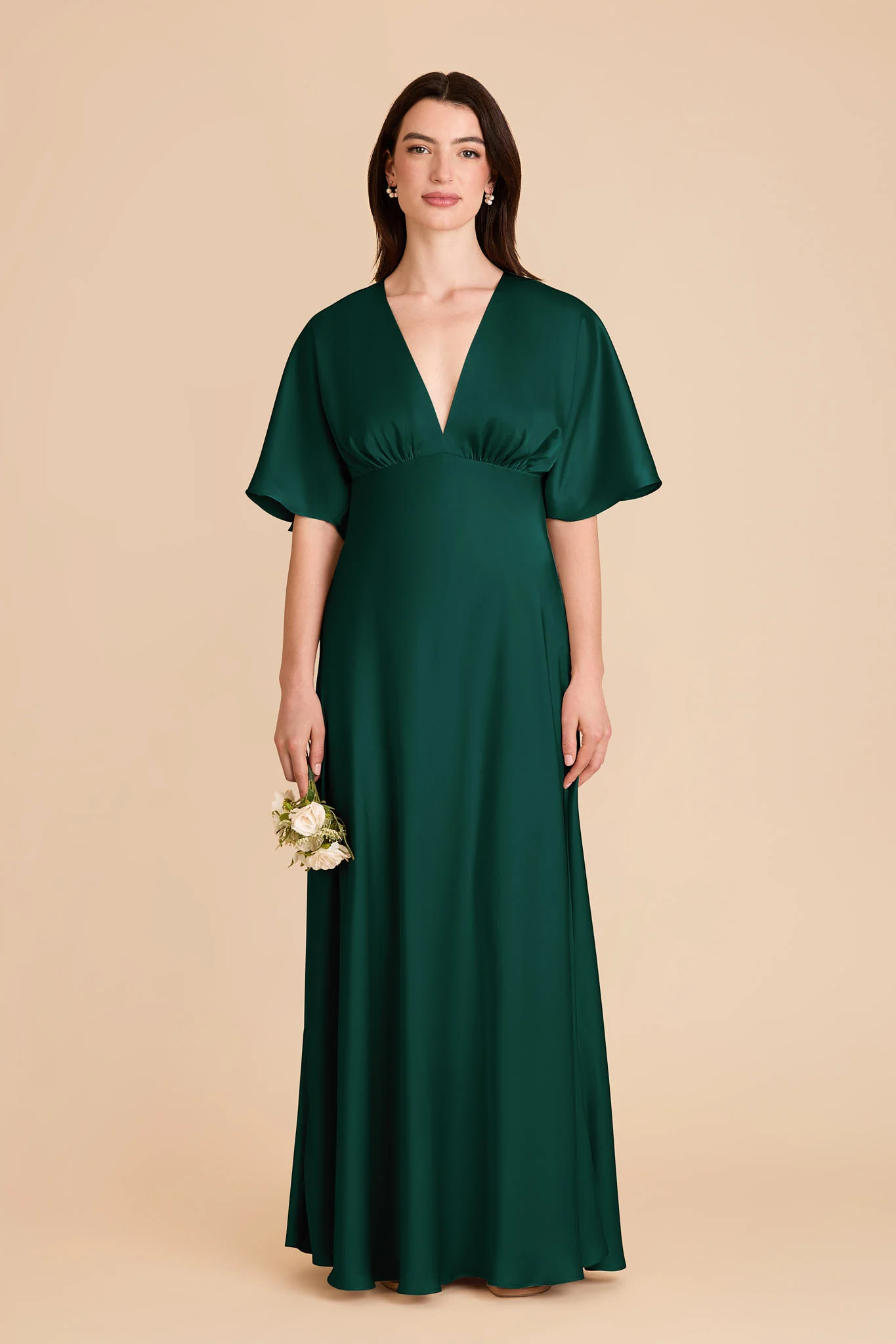 Shyla Matte Satin Dress - Emerald - Image 3