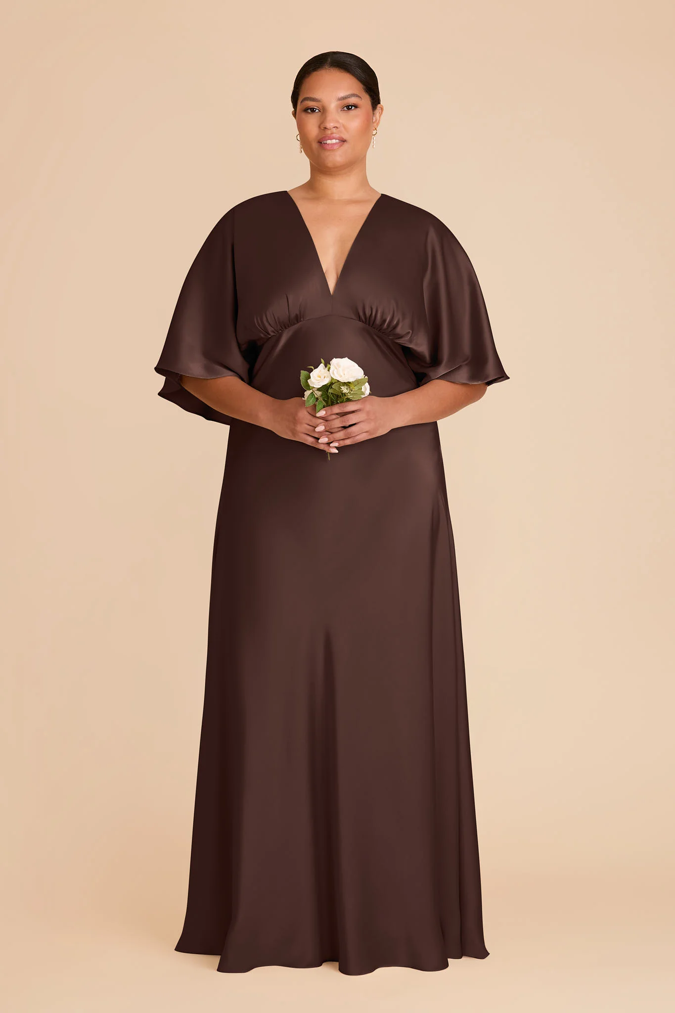 Shyla Matte Satin Dress - Espresso - Image 2