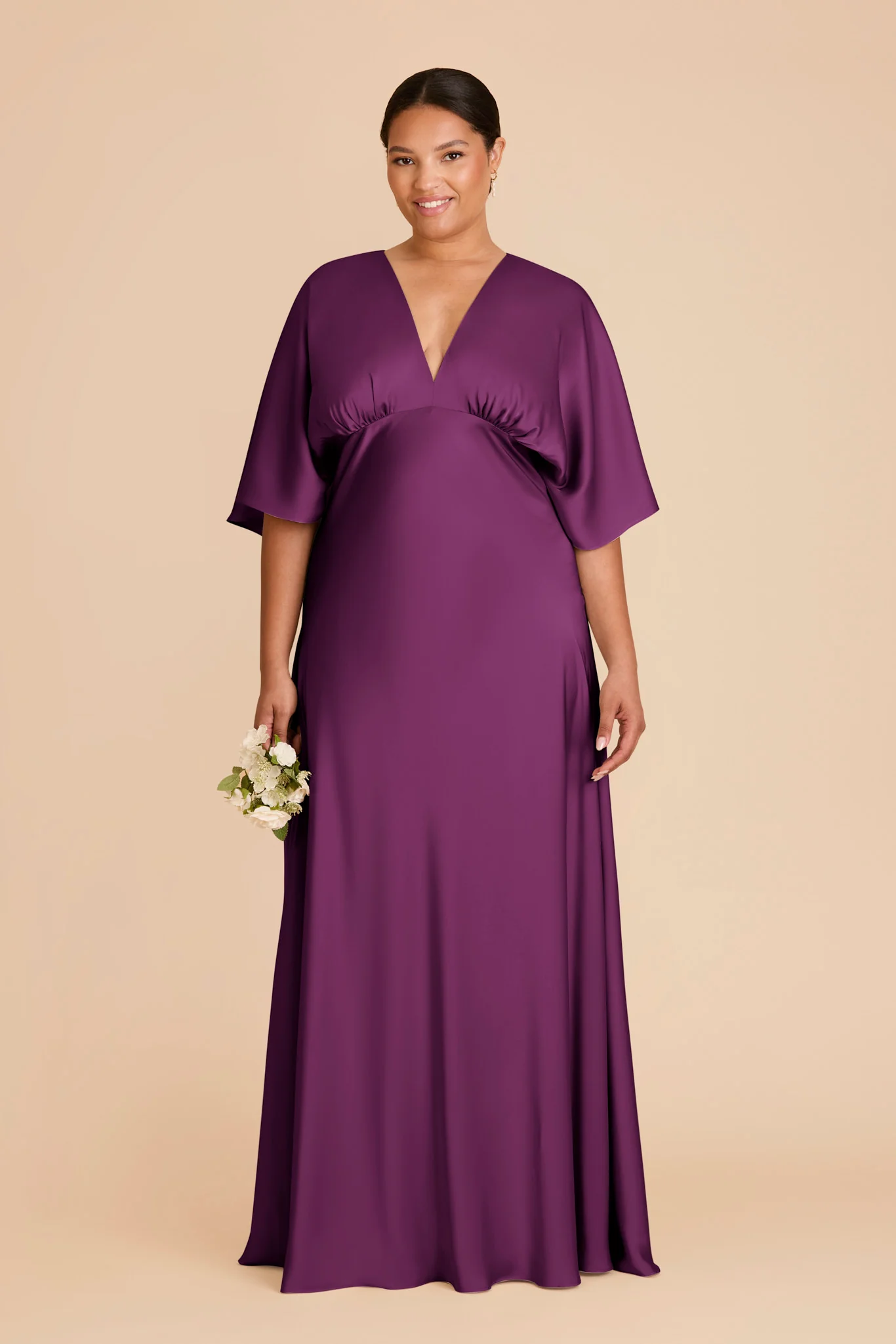 Shyla Matte Satin Dress - Fig - Image 2