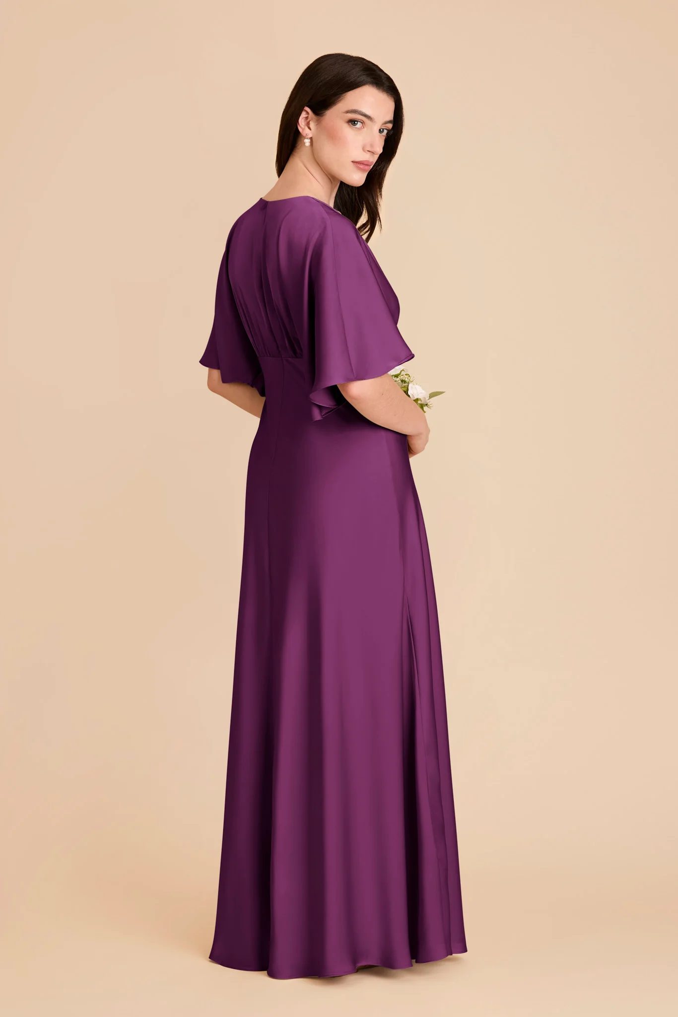 Shyla Matte Satin Dress - Fig - Image 4