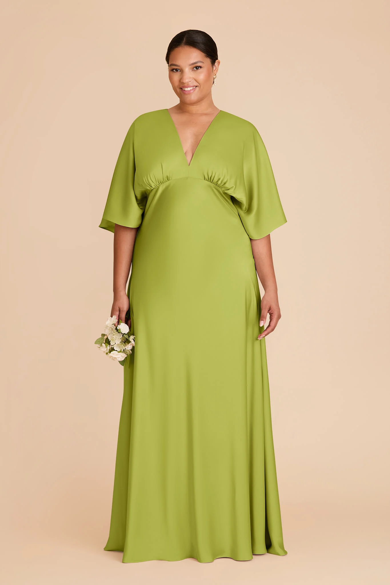 Shyla Matte Satin Dress - Matcha - Image 2