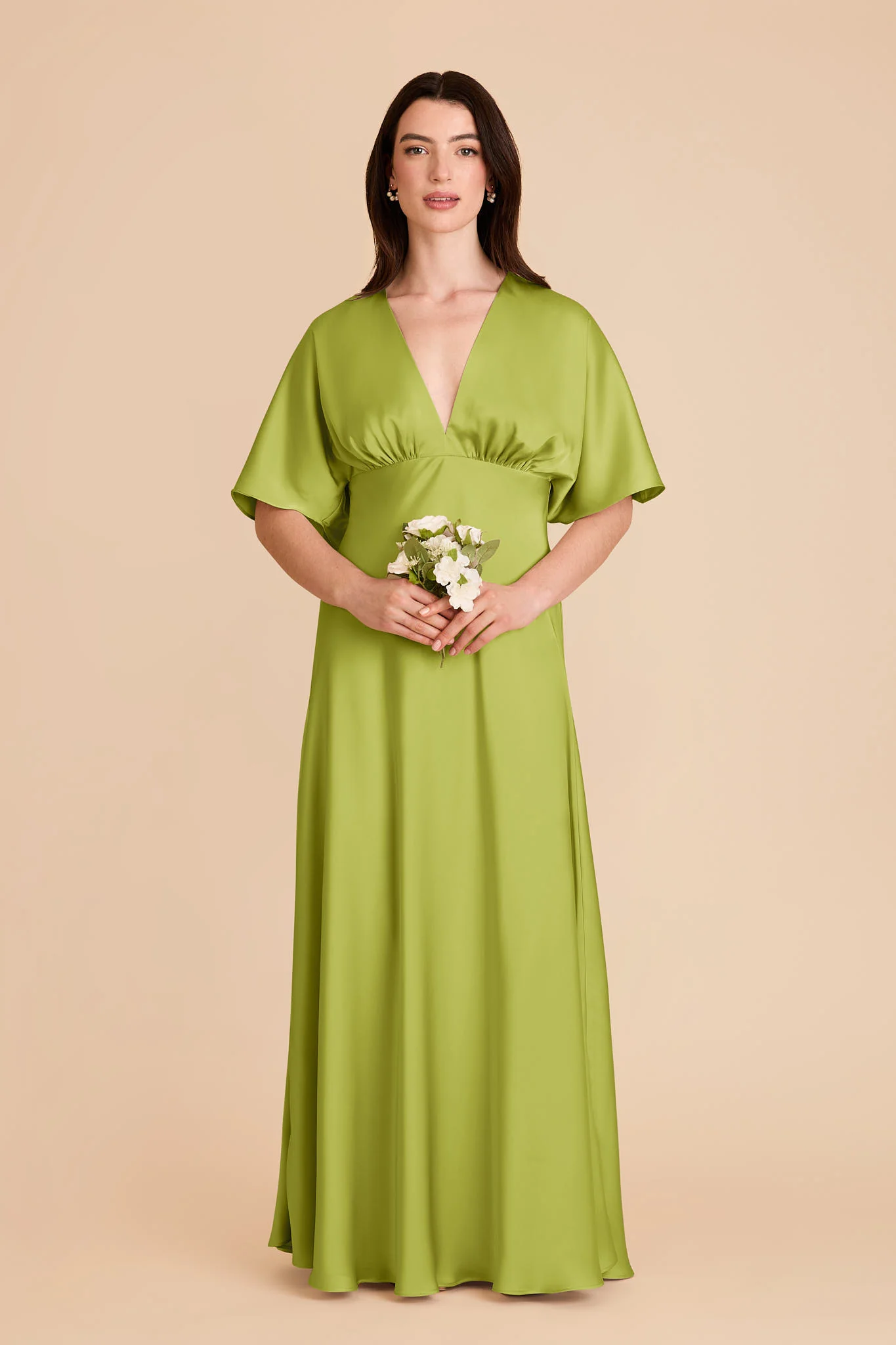 Shyla Matte Satin Dress - Matcha - Image 3