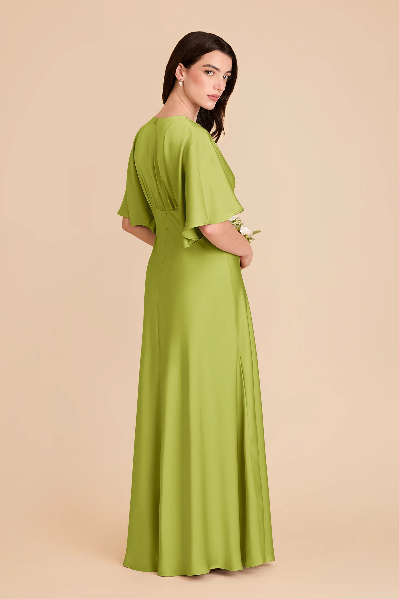 Shyla Matte Satin Dress - Matcha - Image 4