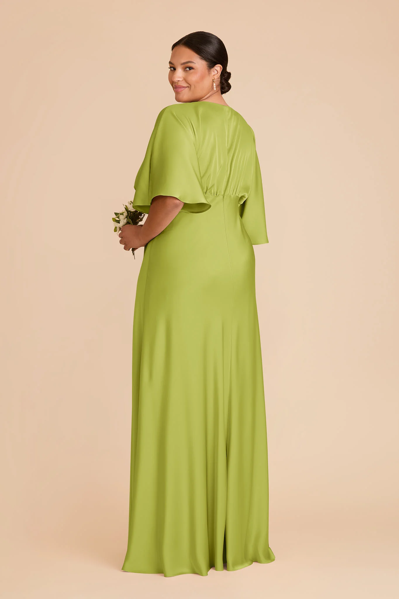 Shyla Matte Satin Dress - Matcha - Image 7