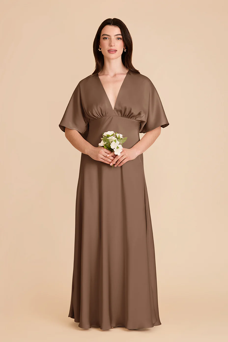Shyla Matte Satin Dress - Mocha - Image 3
