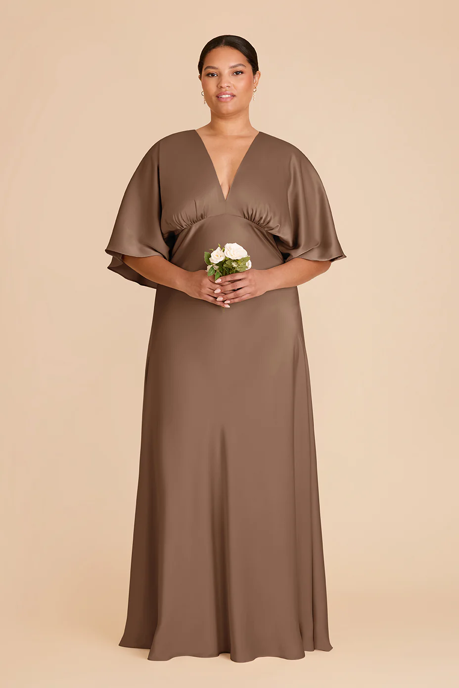 Shyla Matte Satin Dress - Mocha - Image 6