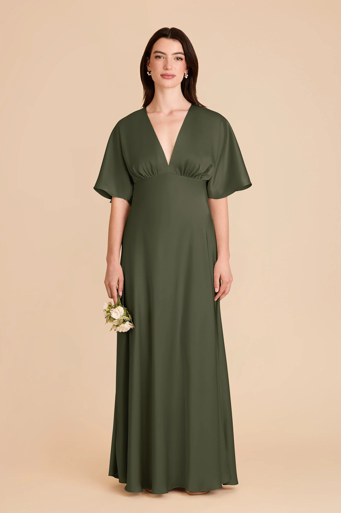 Shyla Matte Satin Dress - Olive