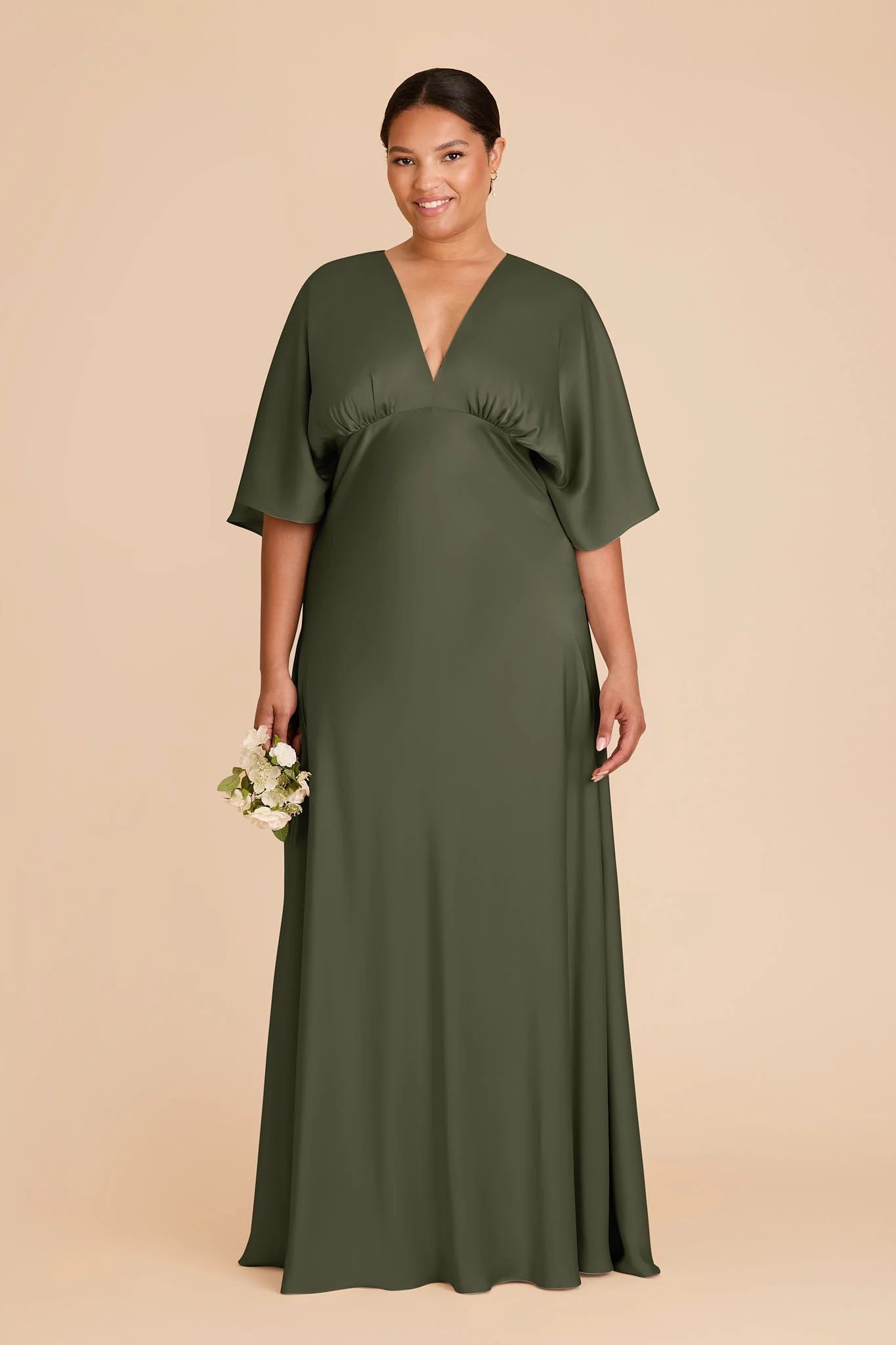 Shyla Matte Satin Dress - Olive - Image 2