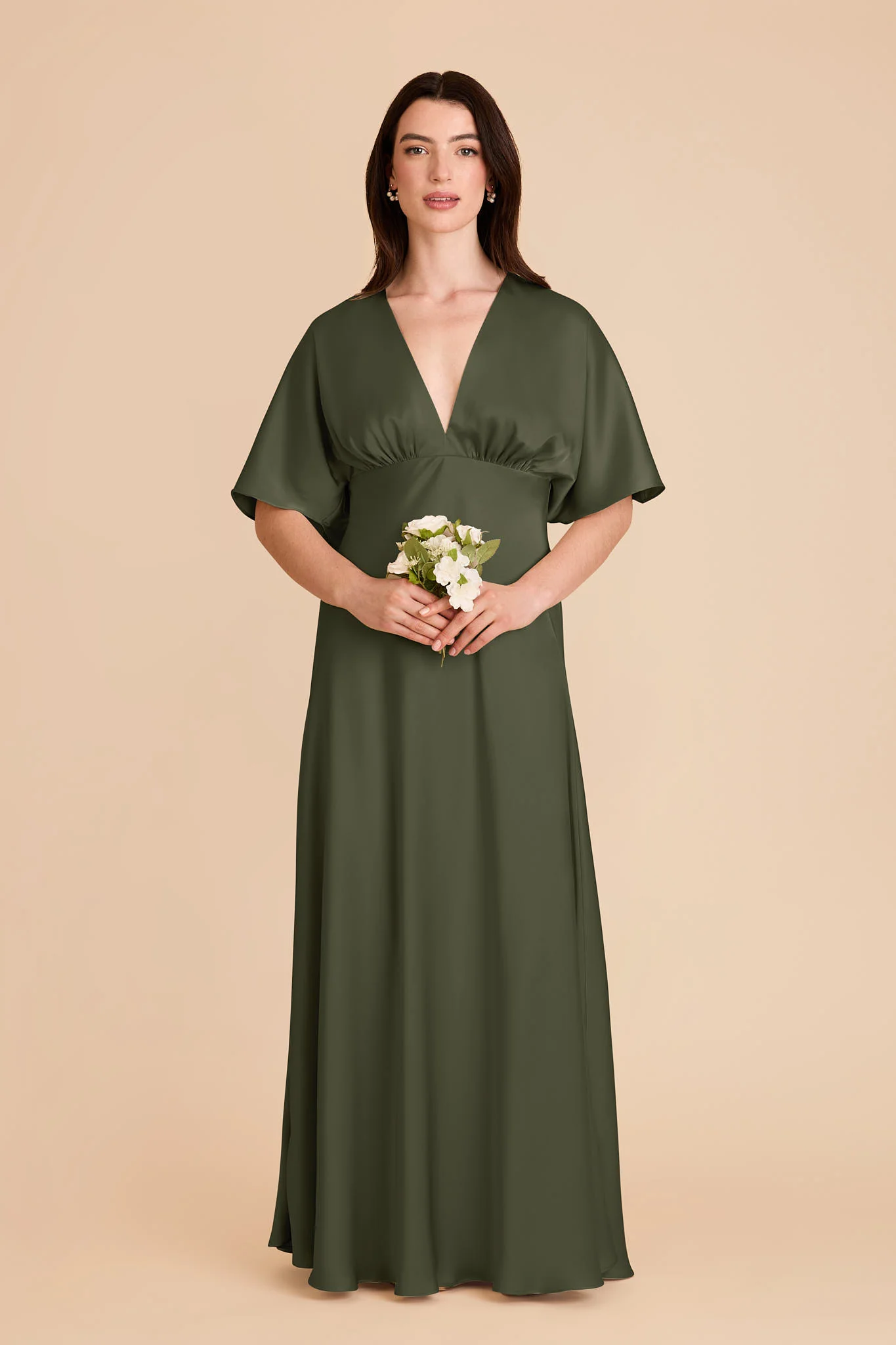 Shyla Matte Satin Dress - Olive - Image 3