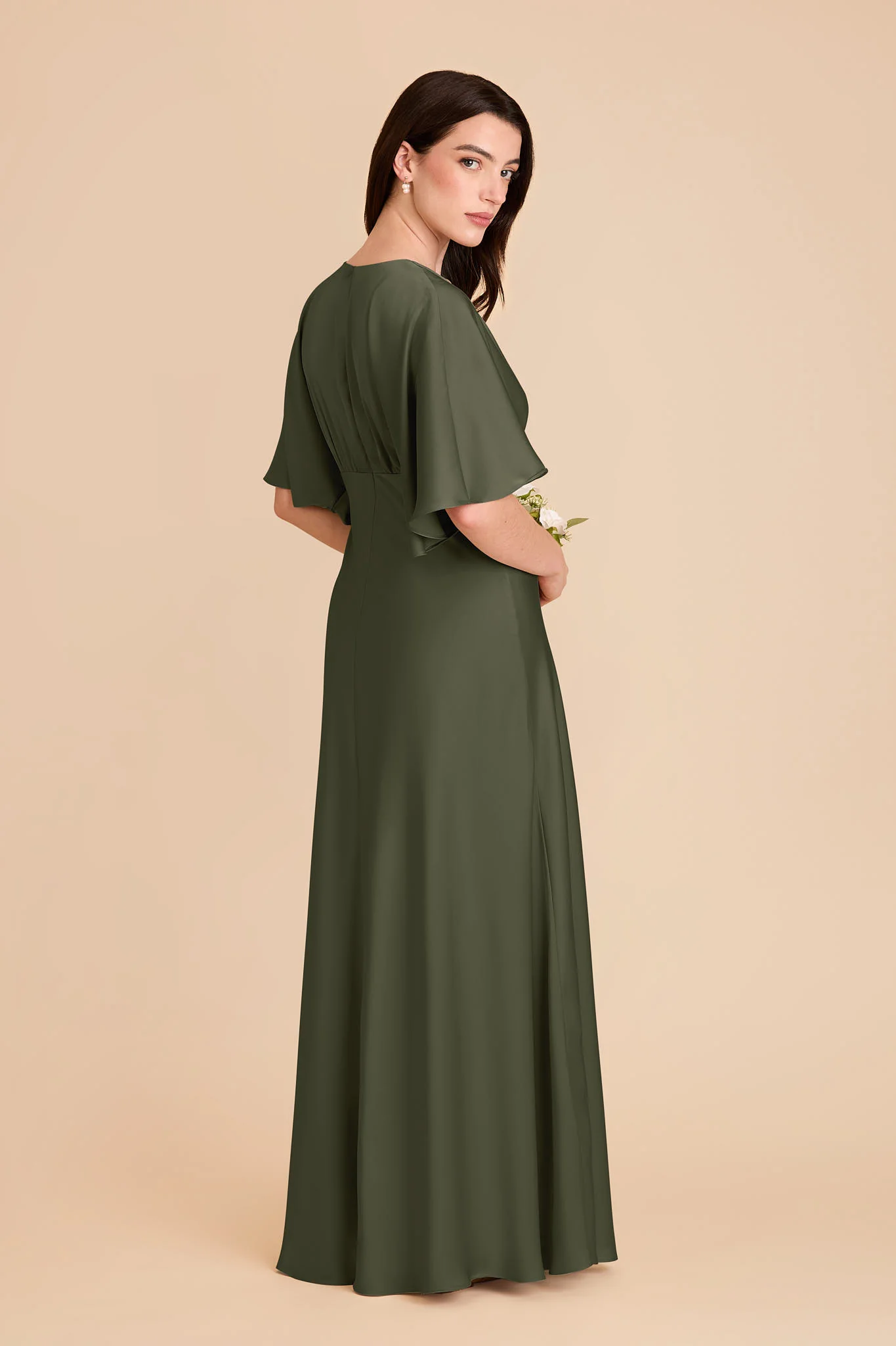 Shyla Matte Satin Dress - Olive - Image 4