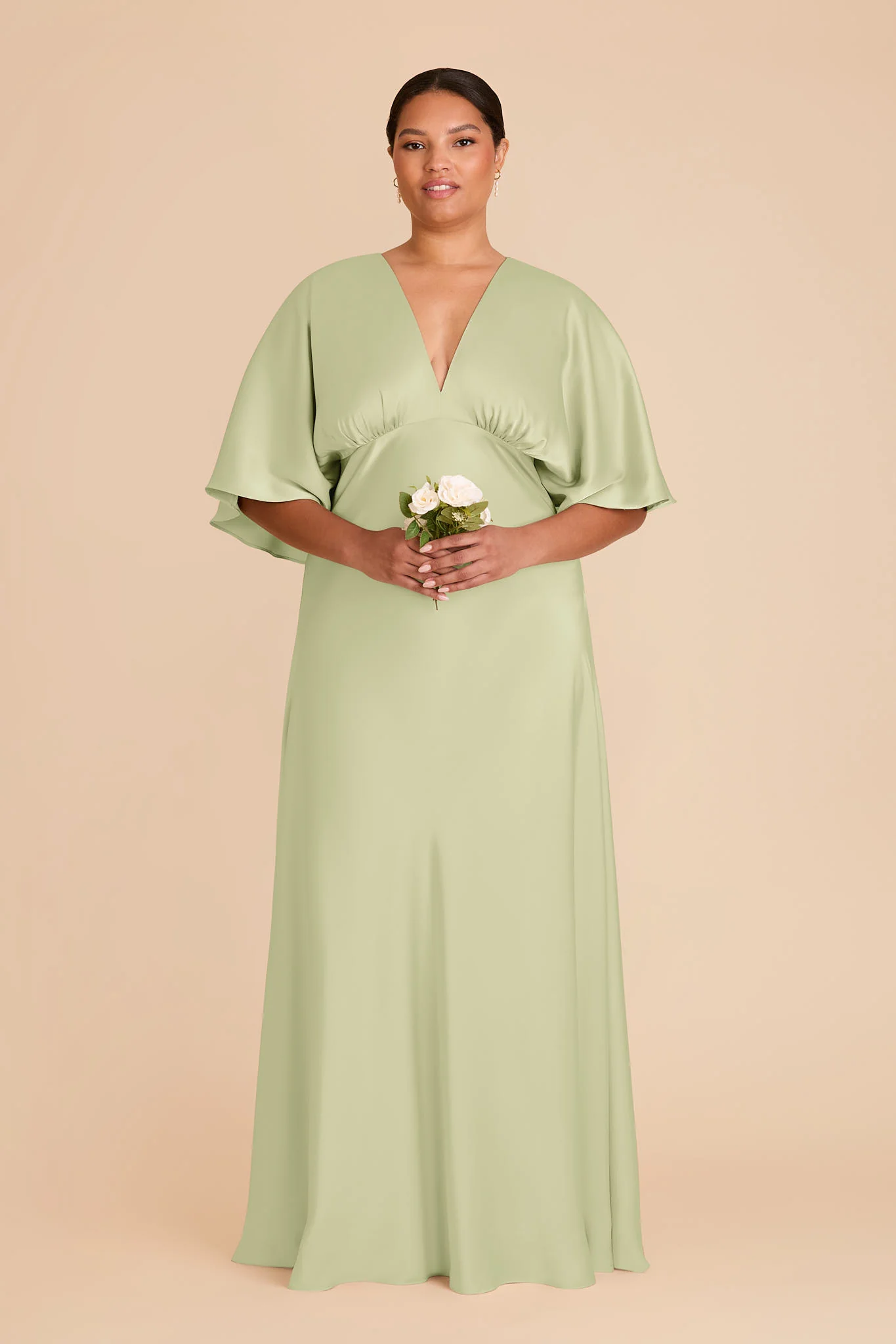 Shyla Matte Satin Dress - Pale Pistachio - Image 3