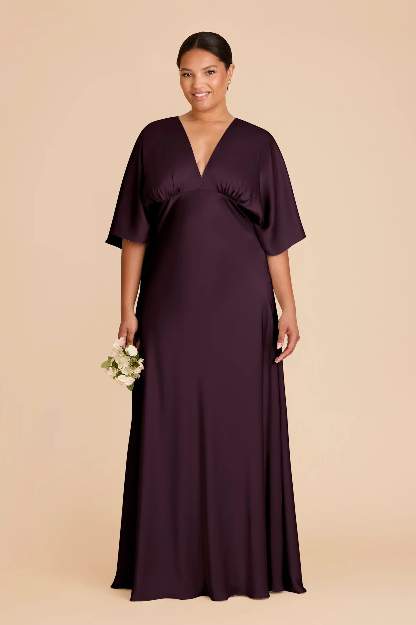 Shyla Matte Satin Dress - Plum - Image 2