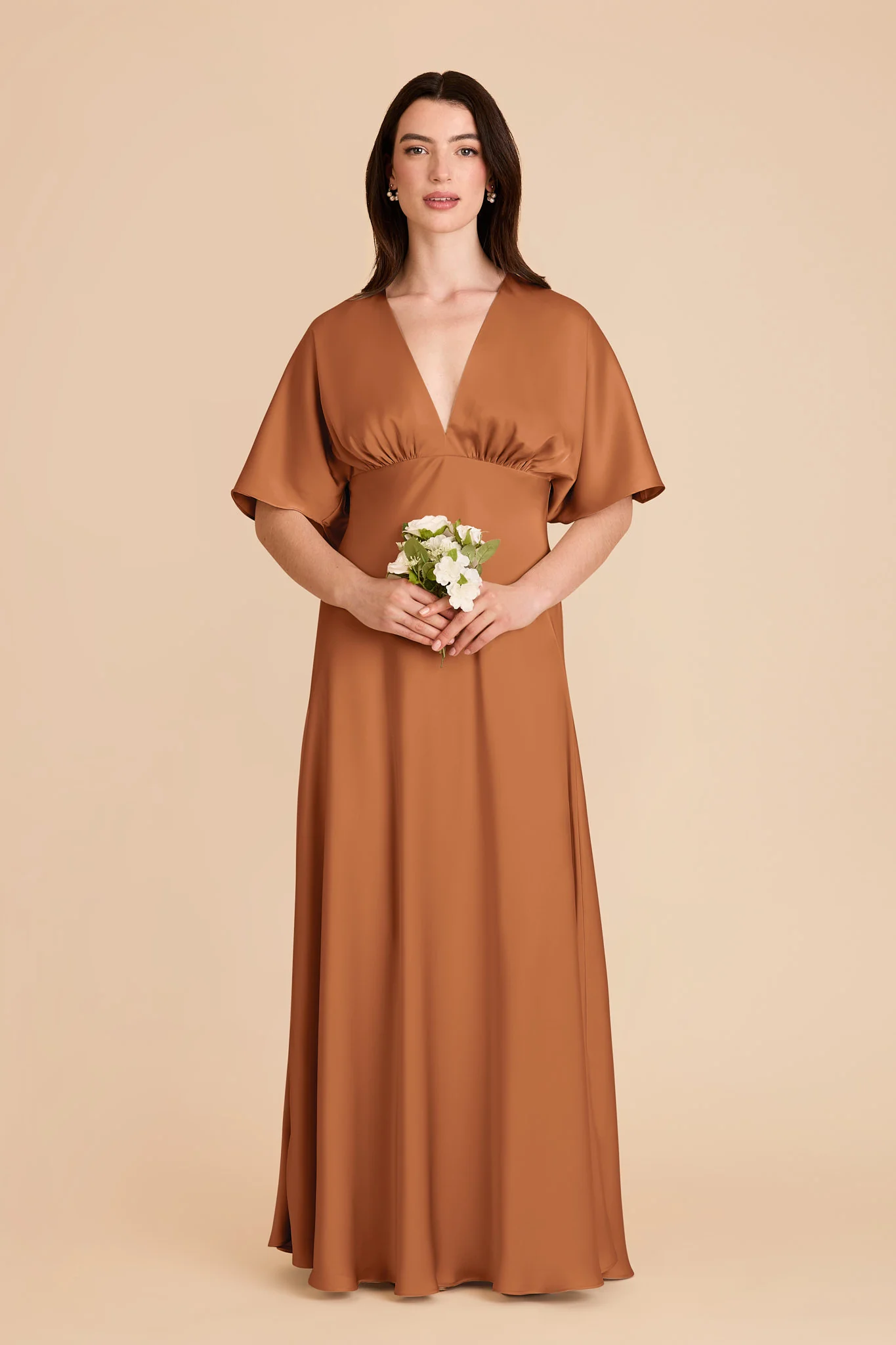 Shyla Matte Satin Dress - Rust - Image 3