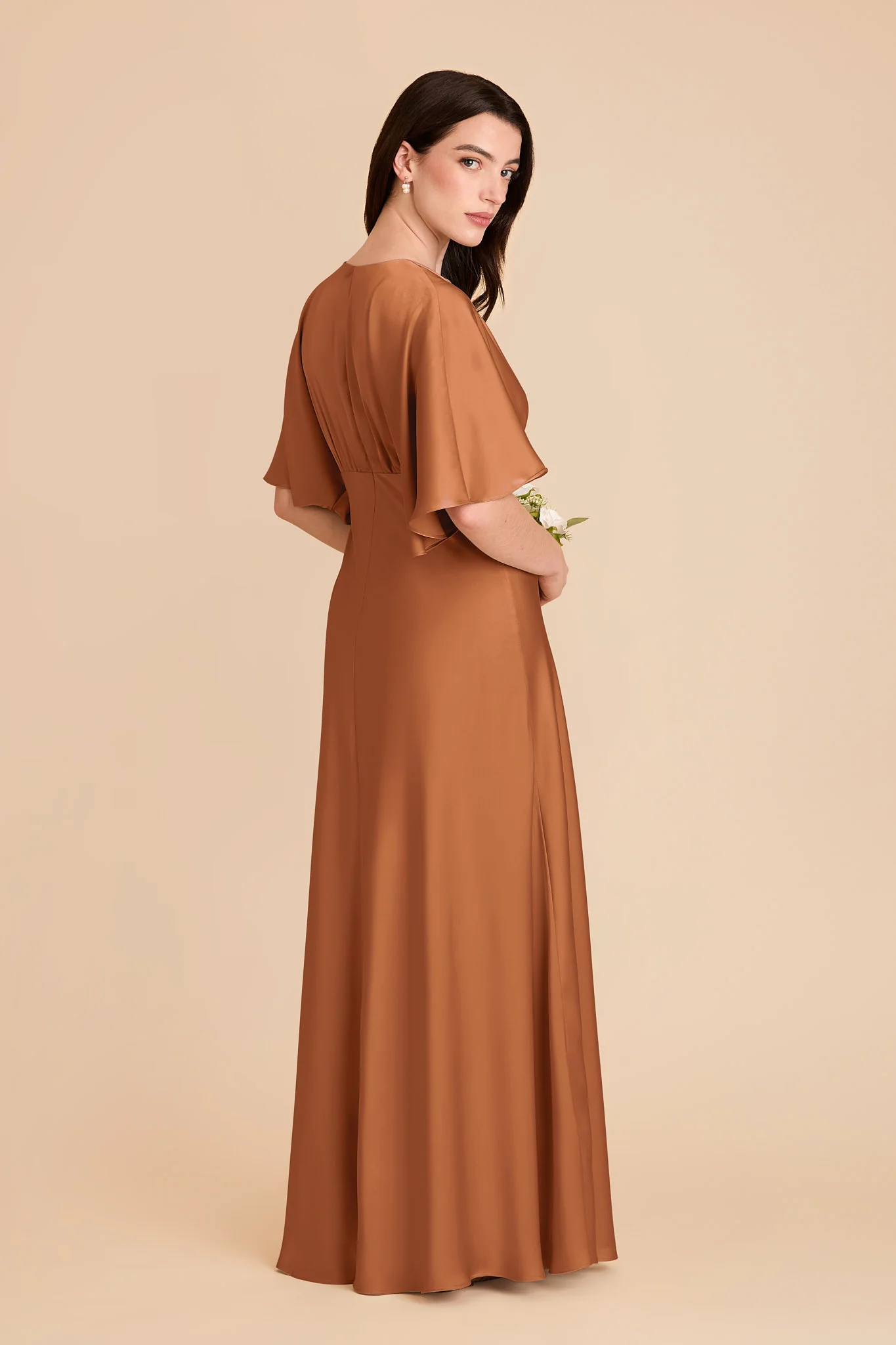 Shyla Matte Satin Dress - Rust - Image 4