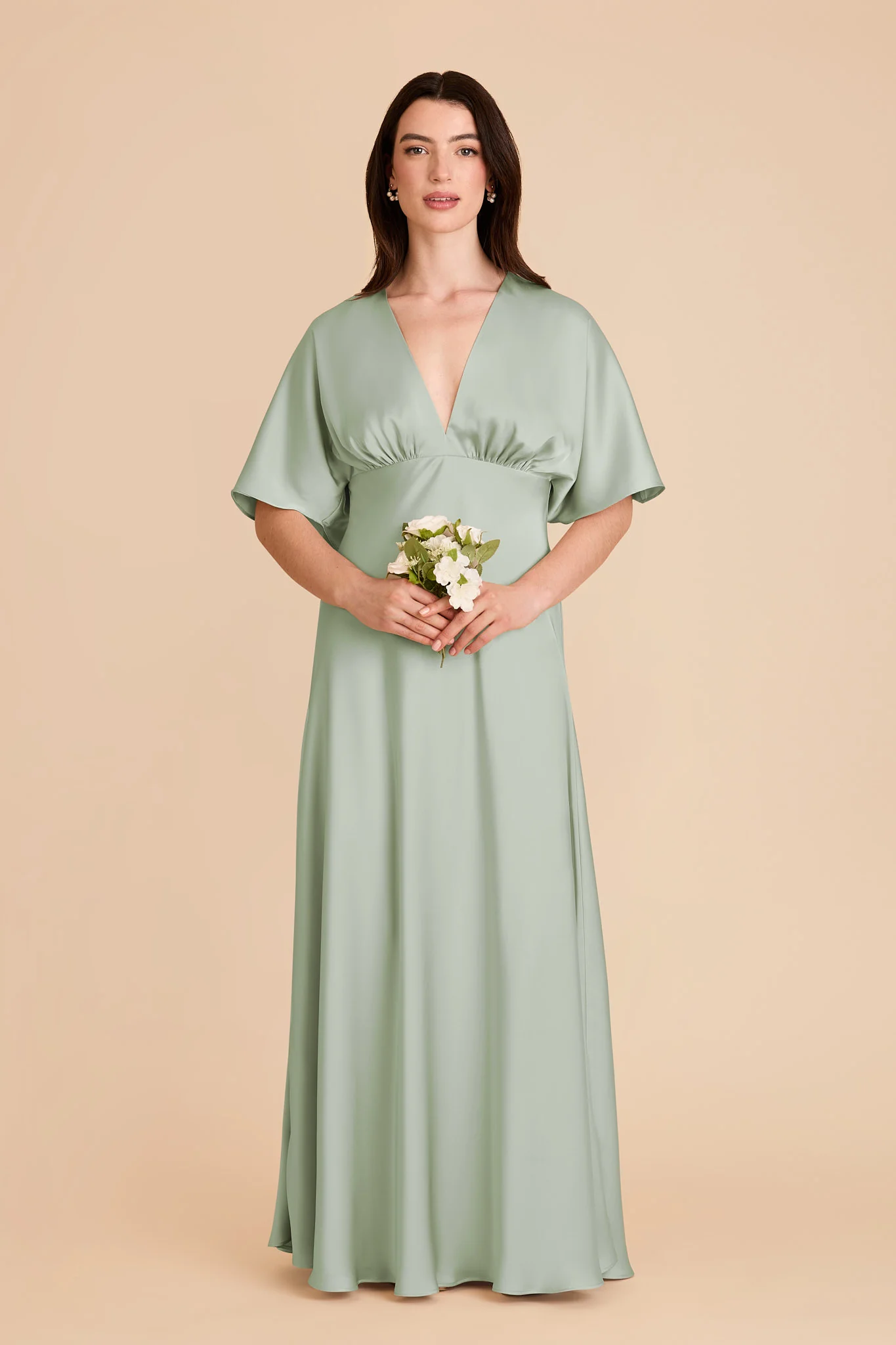 Shyla Matte Satin Dress - Sage - Image 3