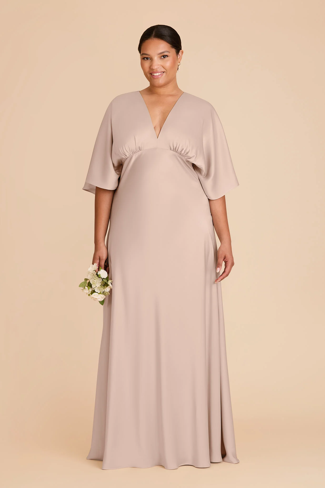Shyla Matte Satin Dress - Taupe - Image 2