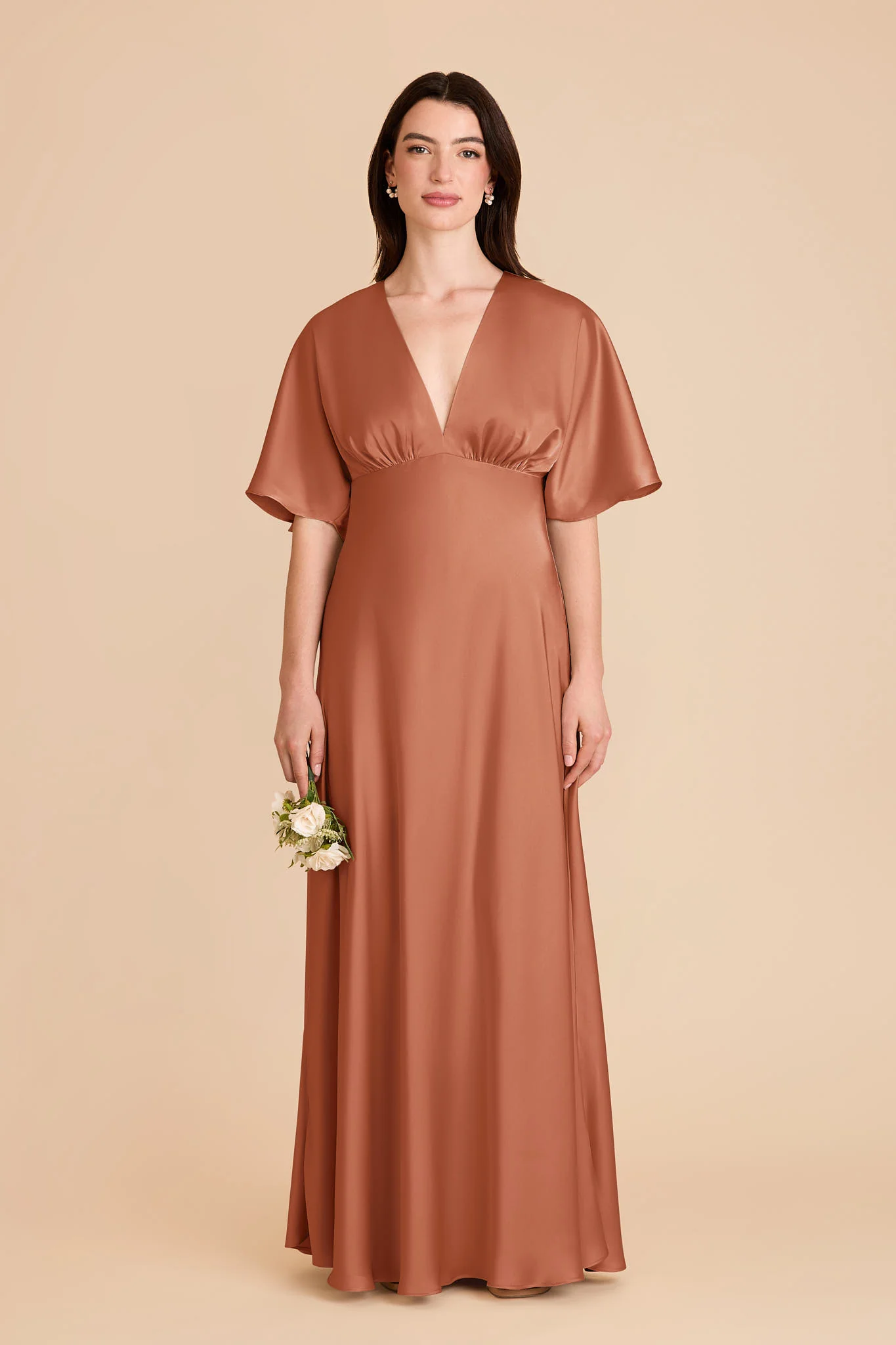 Shyla Matte Satin Dress - Terracotta - Image 3