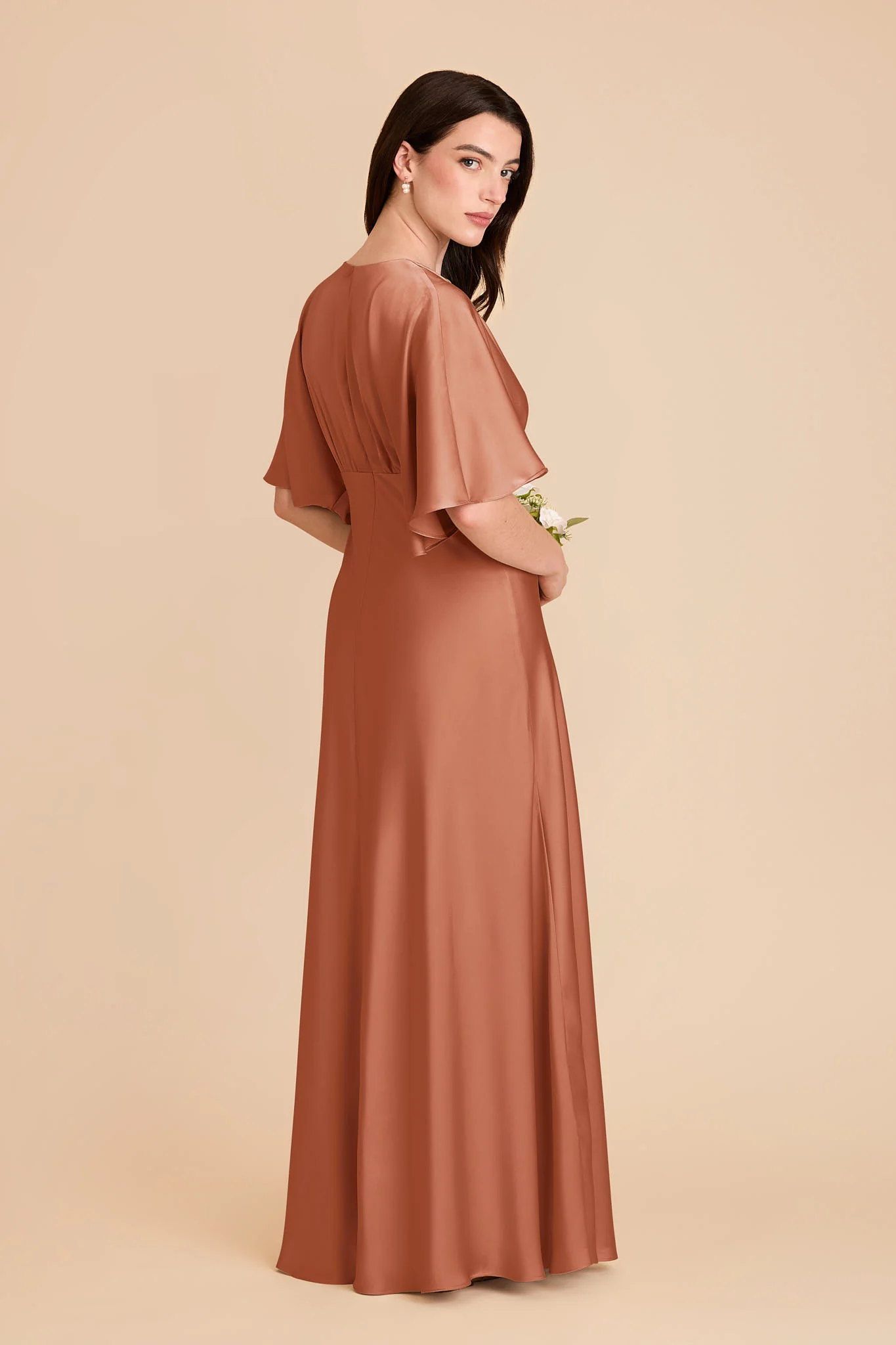 Shyla Matte Satin Dress - Terracotta - Image 4