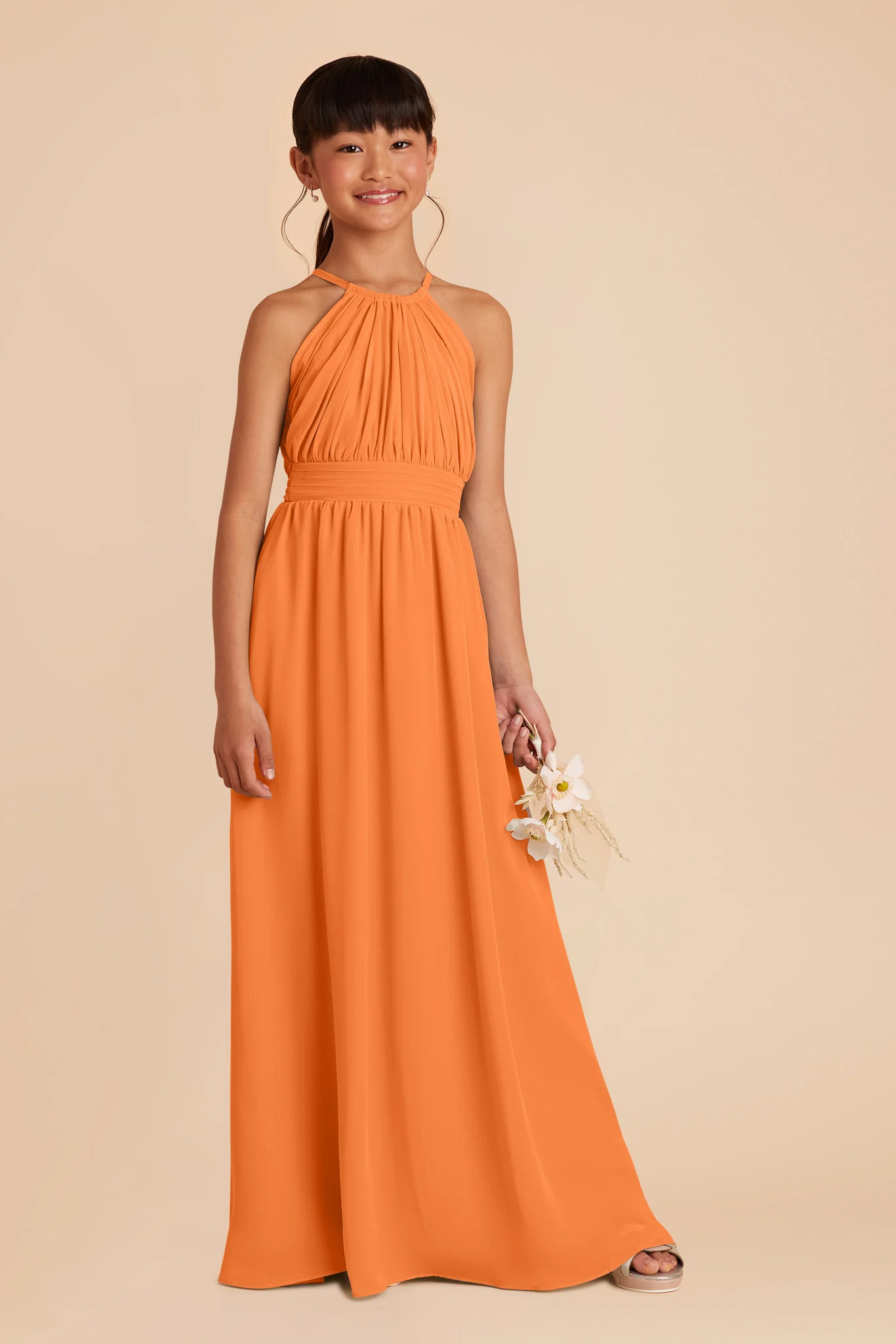 Sienna Chiffon Junior Dress - Apricot