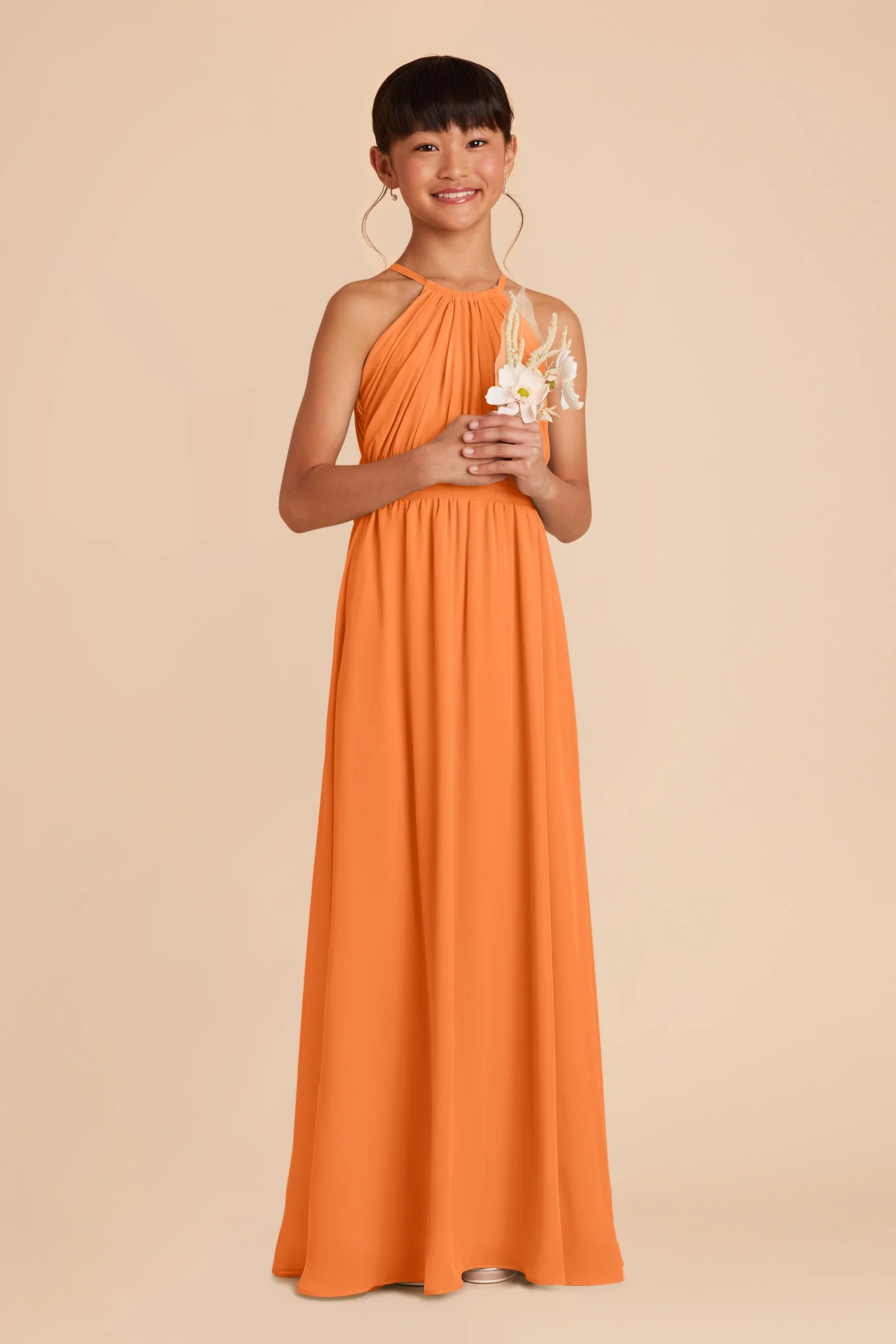 Sienna Chiffon Junior Dress - Apricot - Image 2