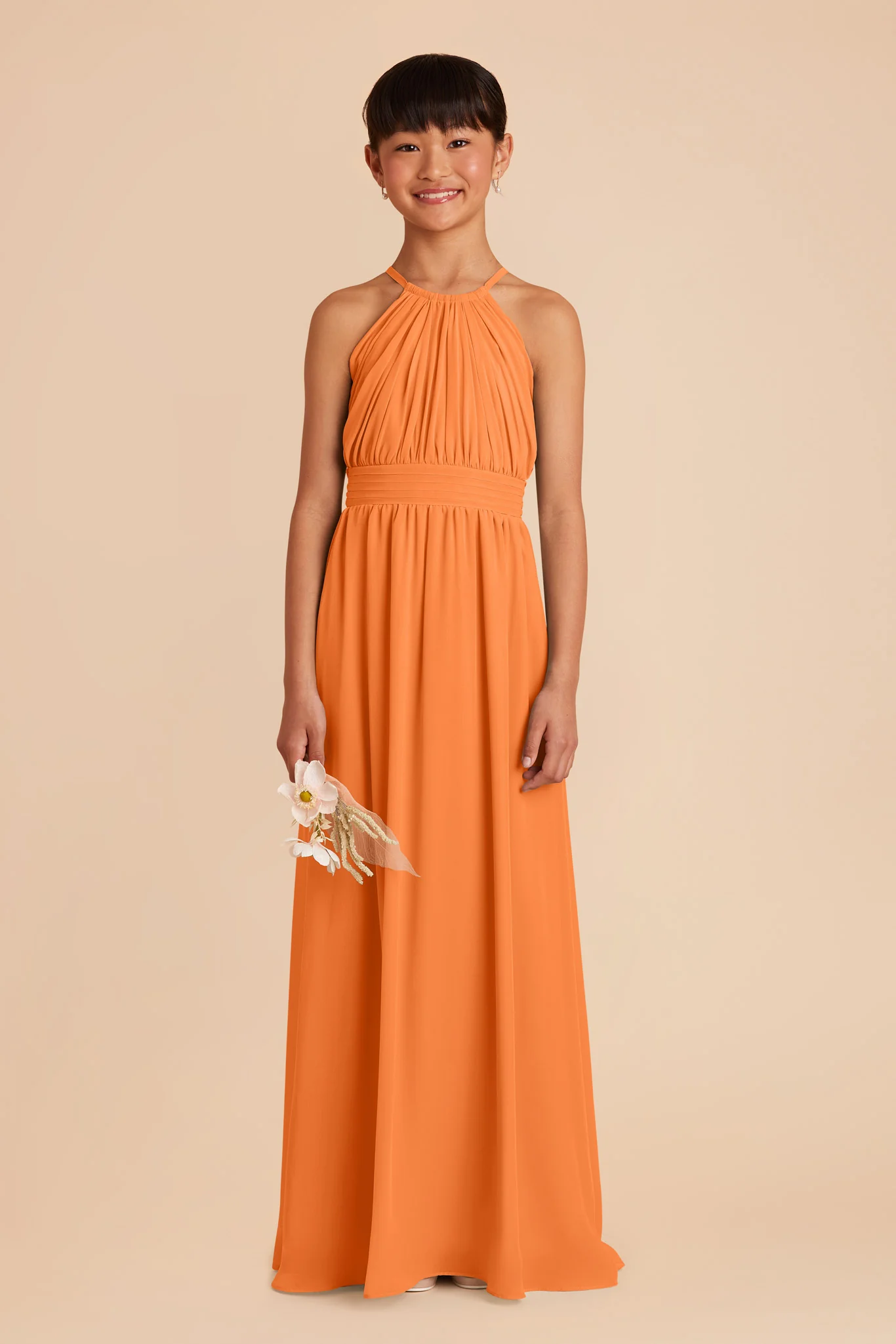 Sienna Chiffon Junior Dress - Apricot - Image 3