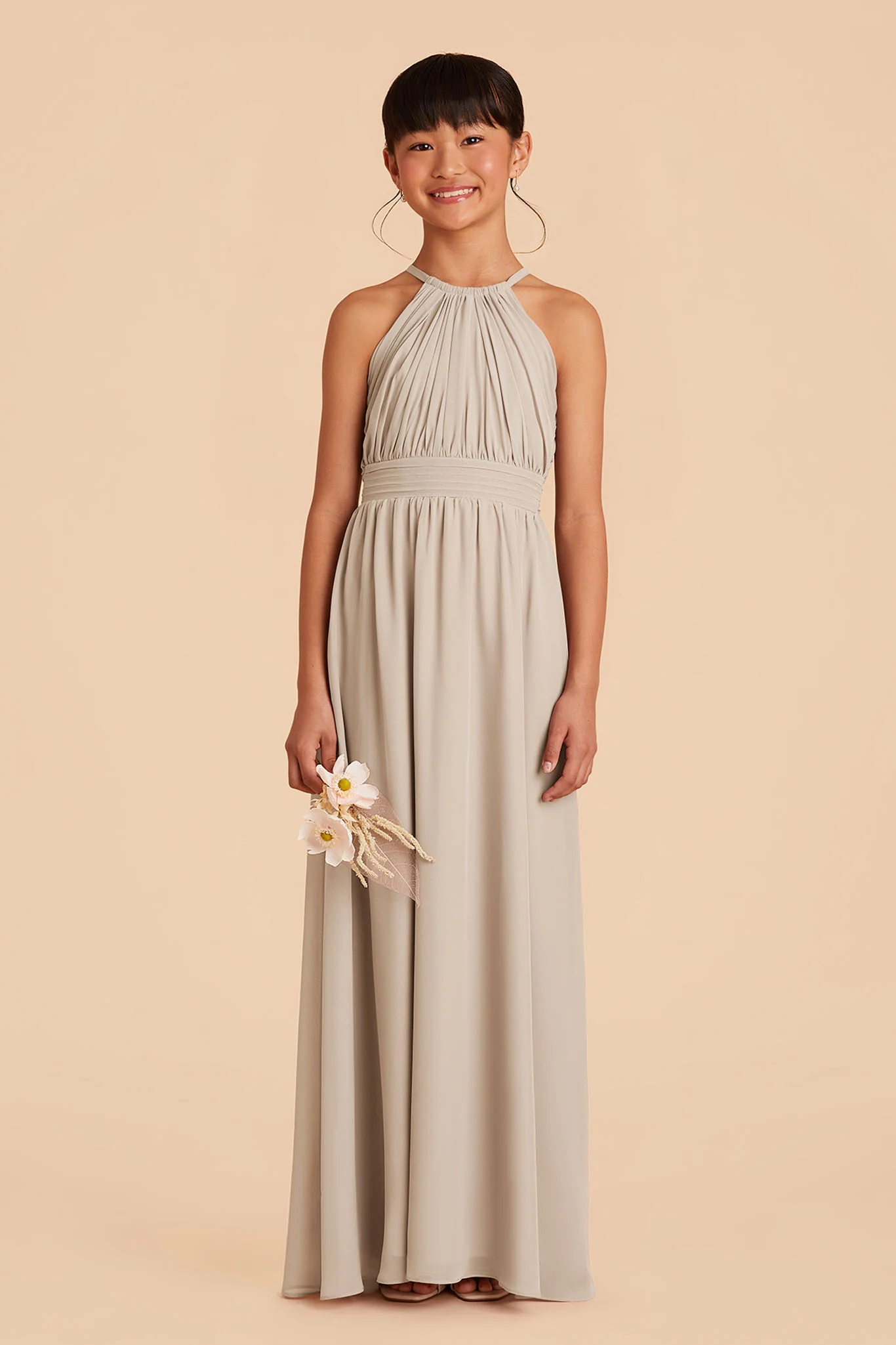 Sienna Chiffon Junior Dress - Classic Champagne