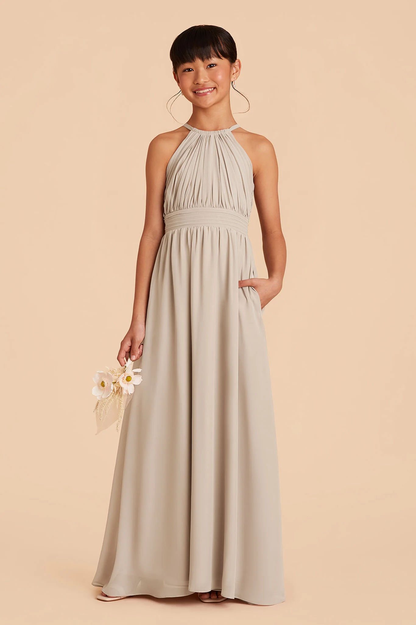 Sienna Chiffon Junior Dress - Classic Champagne - Image 3