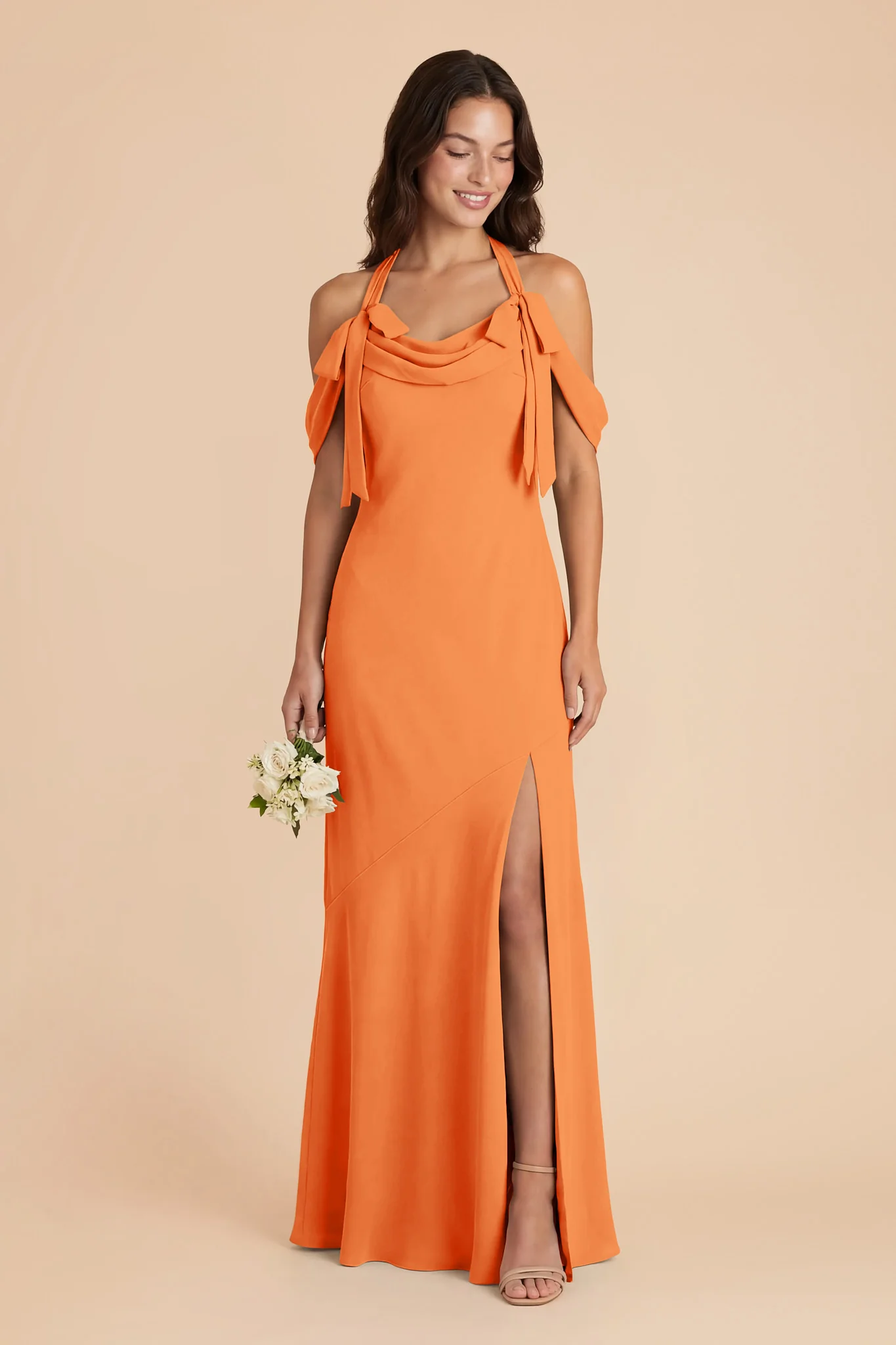 Sophia Chiffon Dress - Apricot - Image 2