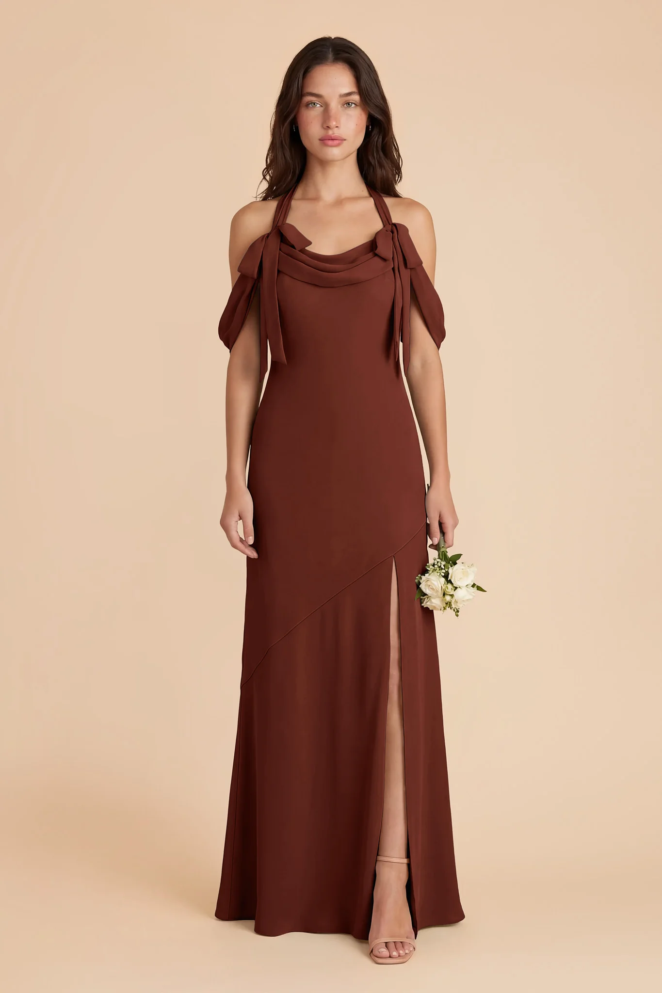 Sophia Chiffon Dress - Cognac