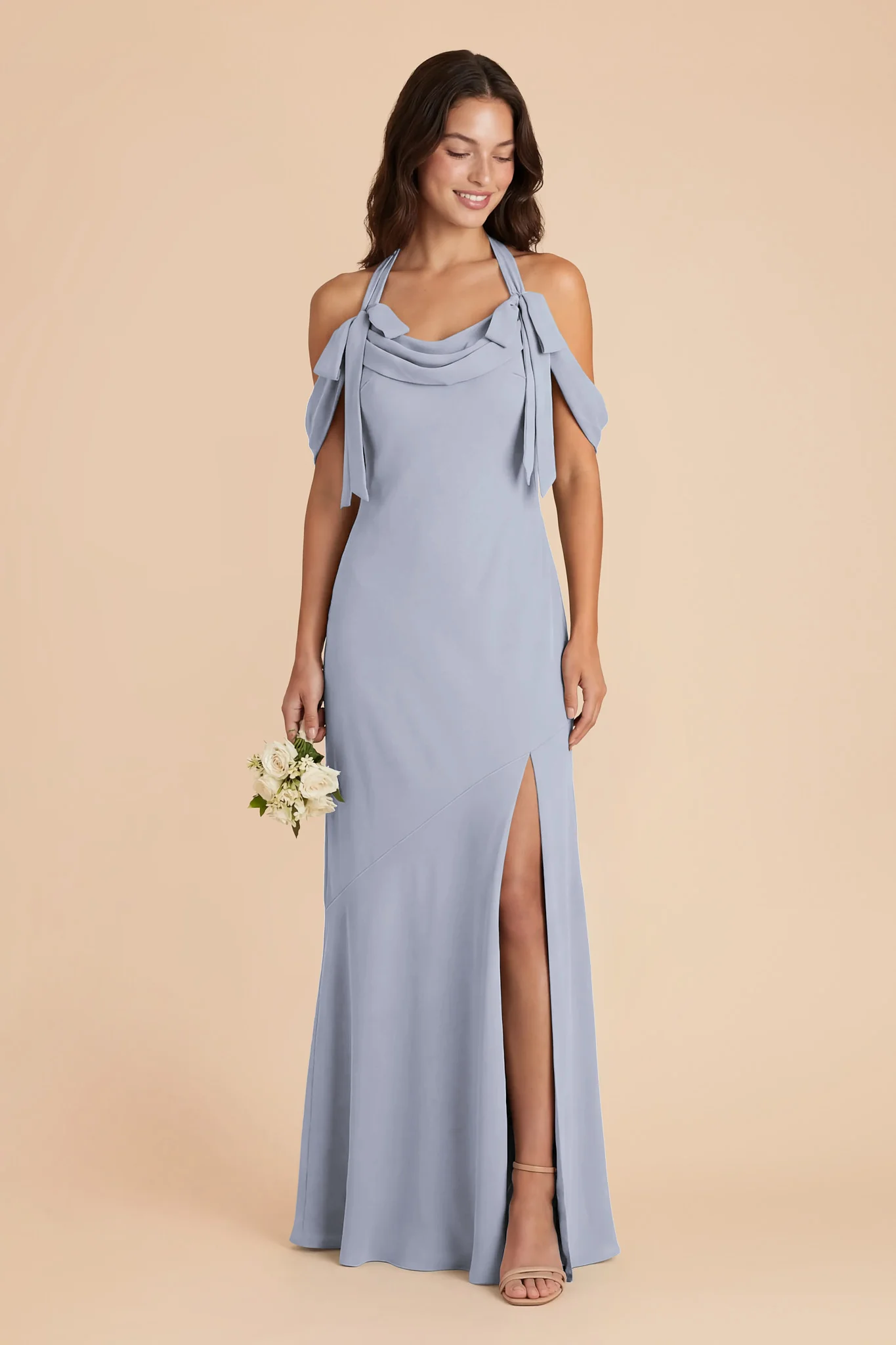 Sophia Chiffon Dress - Dusty Blue - Image 2