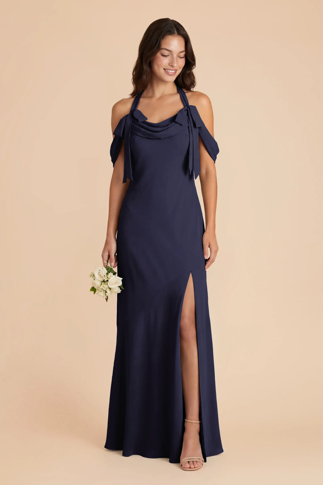 Sophia Chiffon Dress - Navy - Image 5