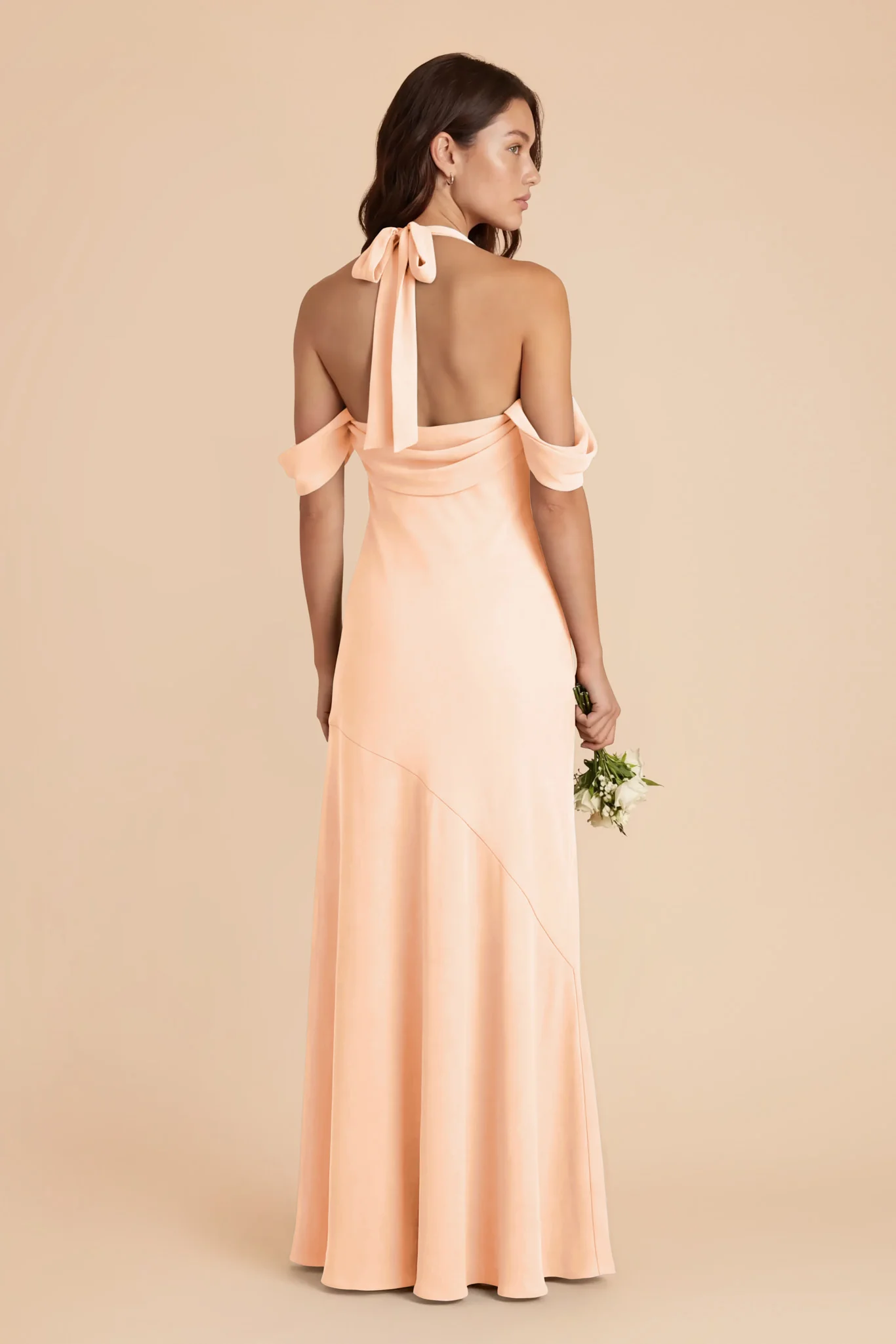 Sophia Chiffon Dress - Peach Cream - Image 6
