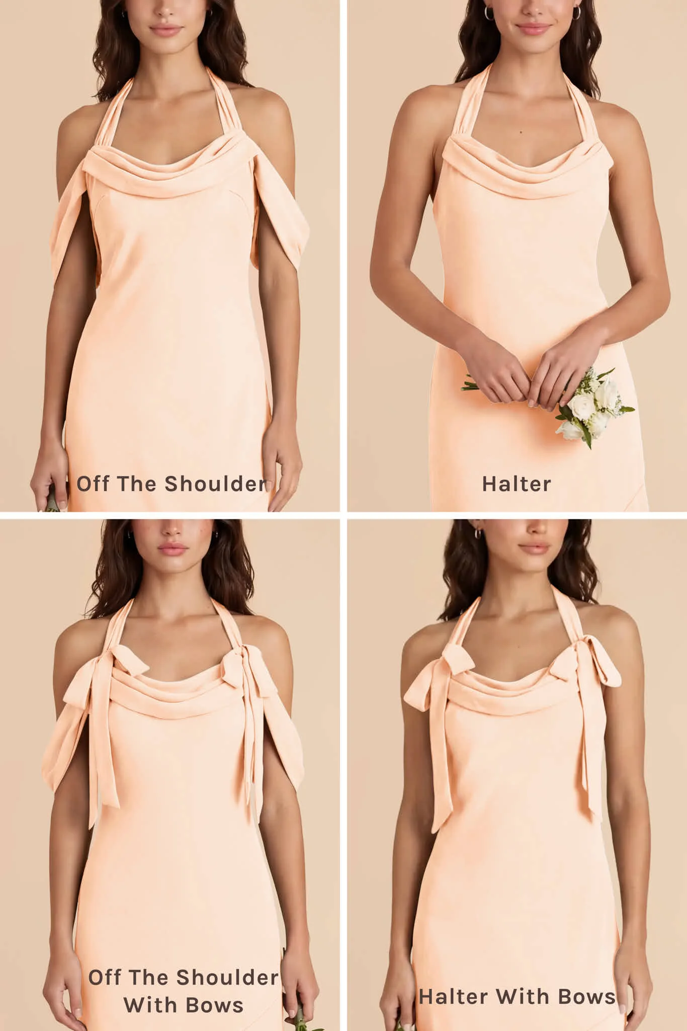 Sophia Chiffon Dress - Peach Cream - Image 8