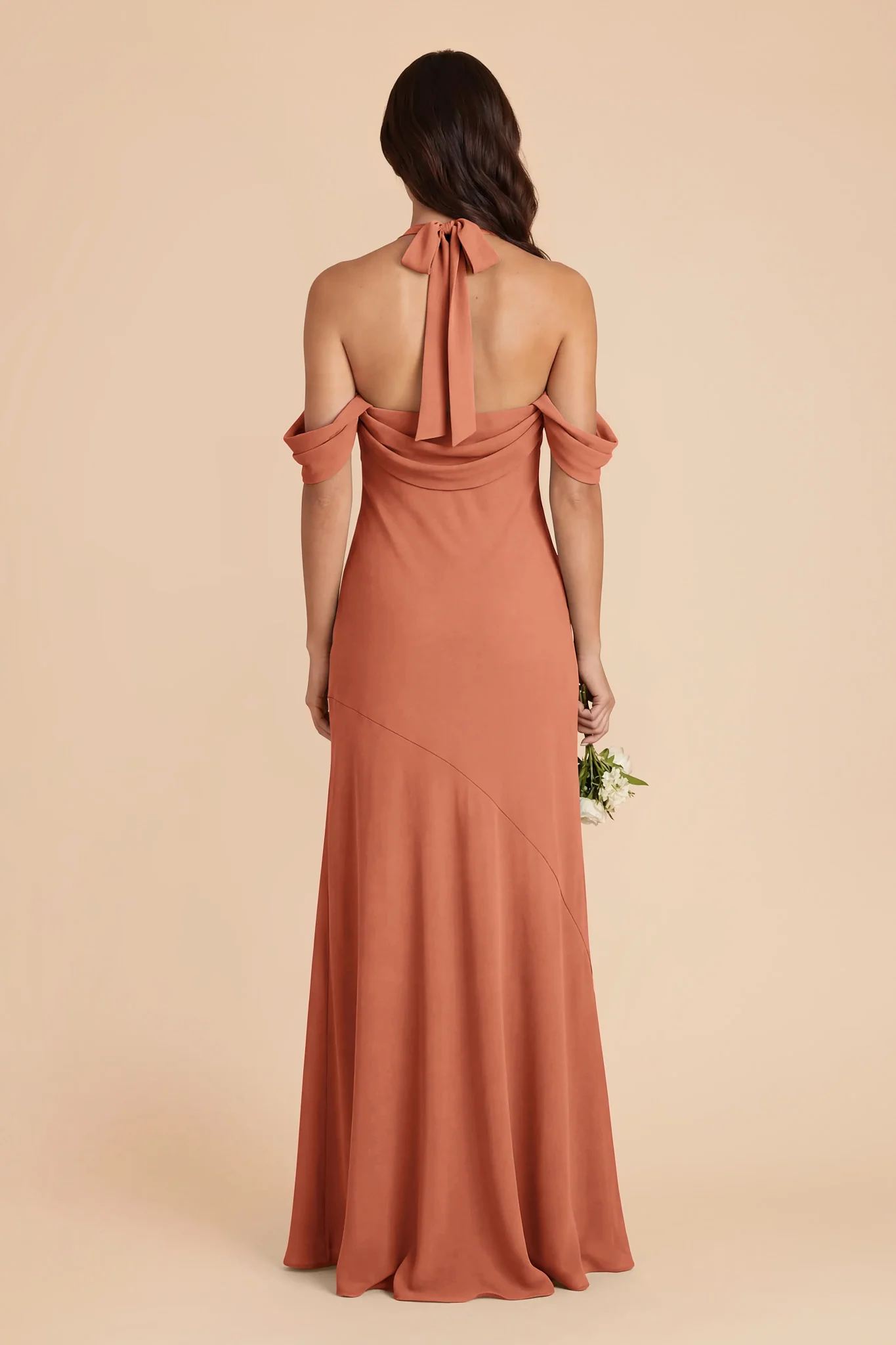 Sophia Chiffon Dress - Terracotta - Image 4