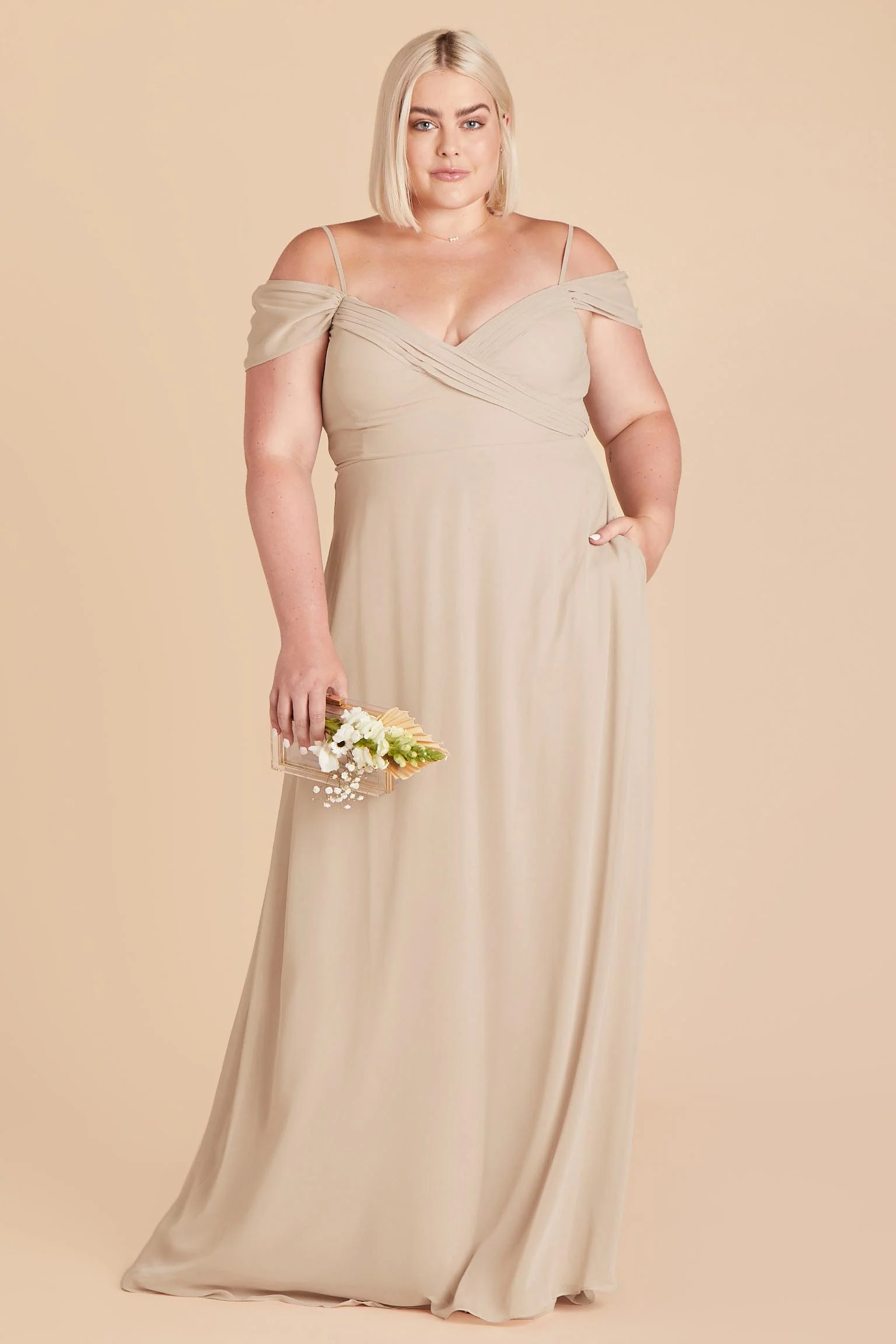Spence Chiffon Dress - Classic Champagne - Image 8