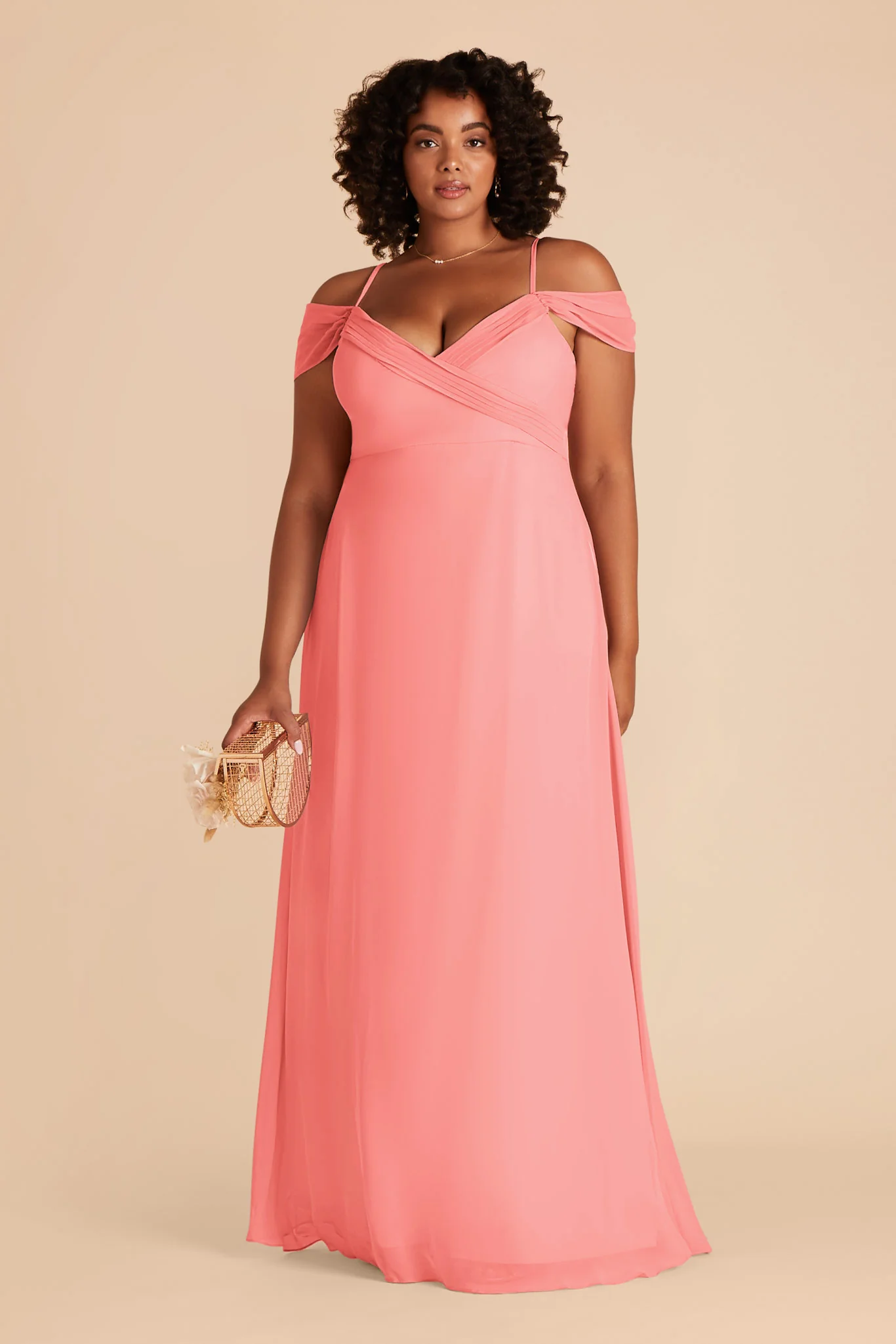 Spence Chiffon Dress - Coral Pink - Image 2