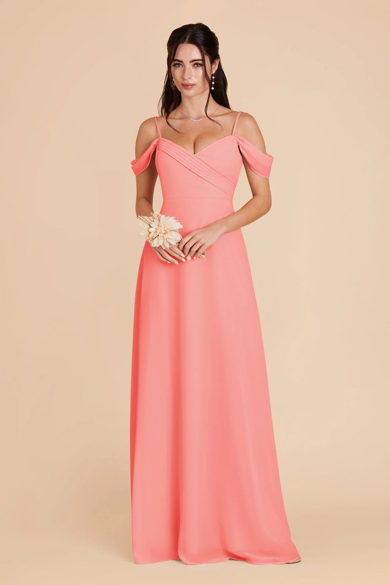 Spence Chiffon Dress - Coral Pink - Image 4
