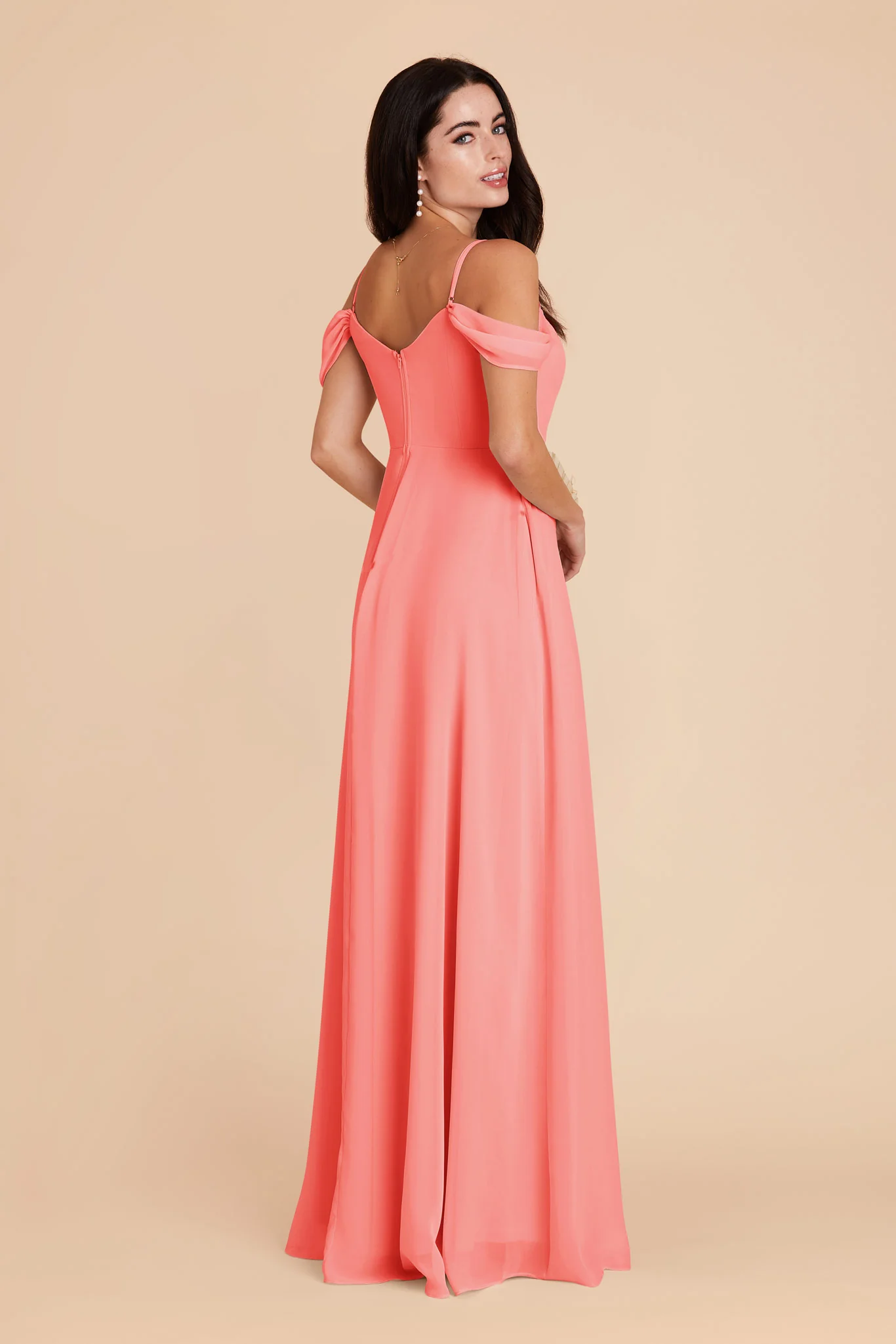 Spence Chiffon Dress - Coral Pink - Image 5