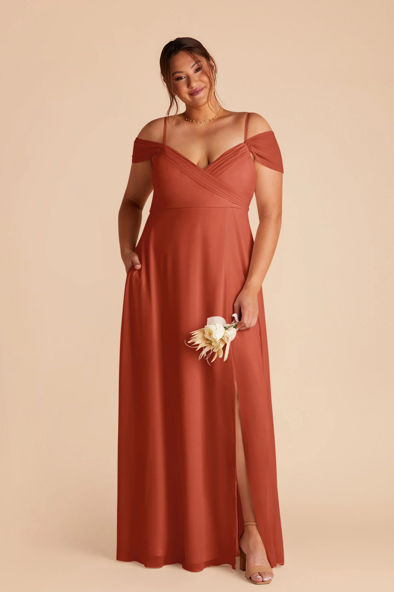 Spence Chiffon Dress With Slit - Auburn - Image 2