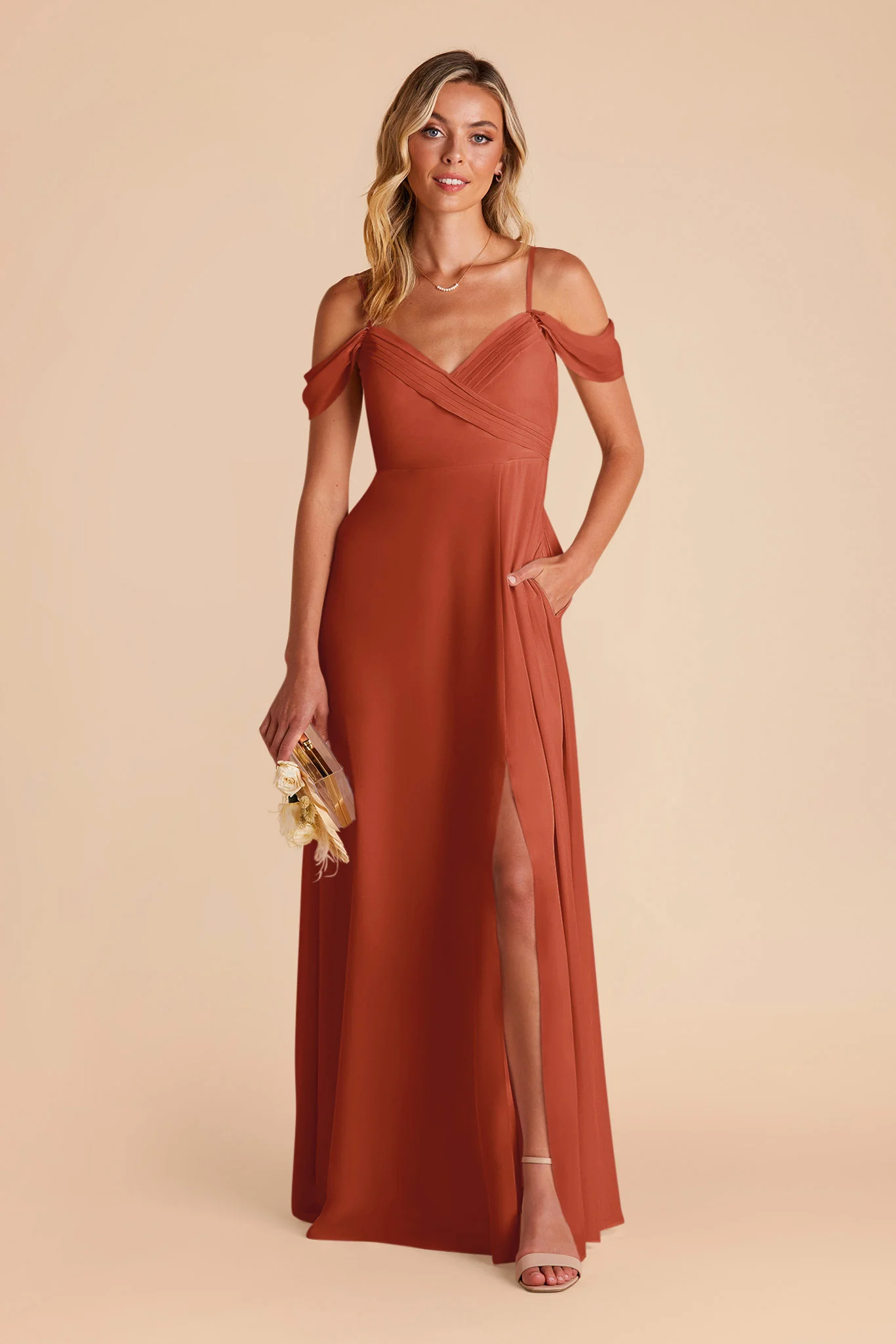 Spence Chiffon Dress With Slit - Auburn - Image 3