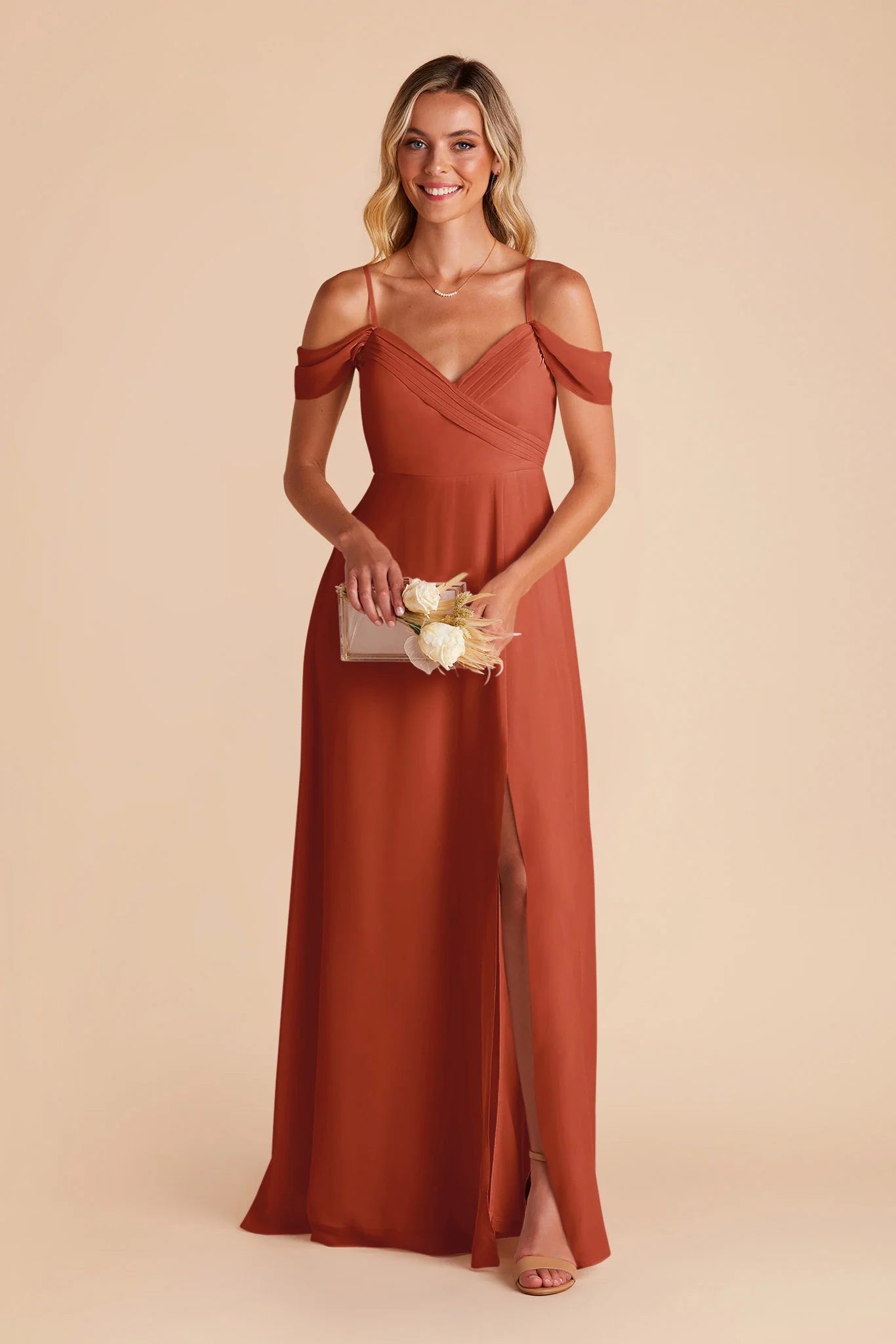 Spence Chiffon Dress With Slit - Auburn - Image 4