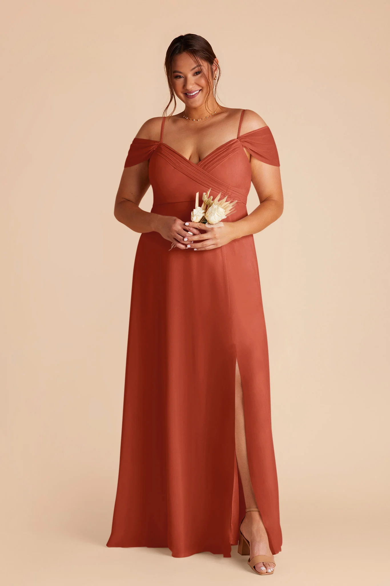 Spence Chiffon Dress With Slit - Auburn - Image 5