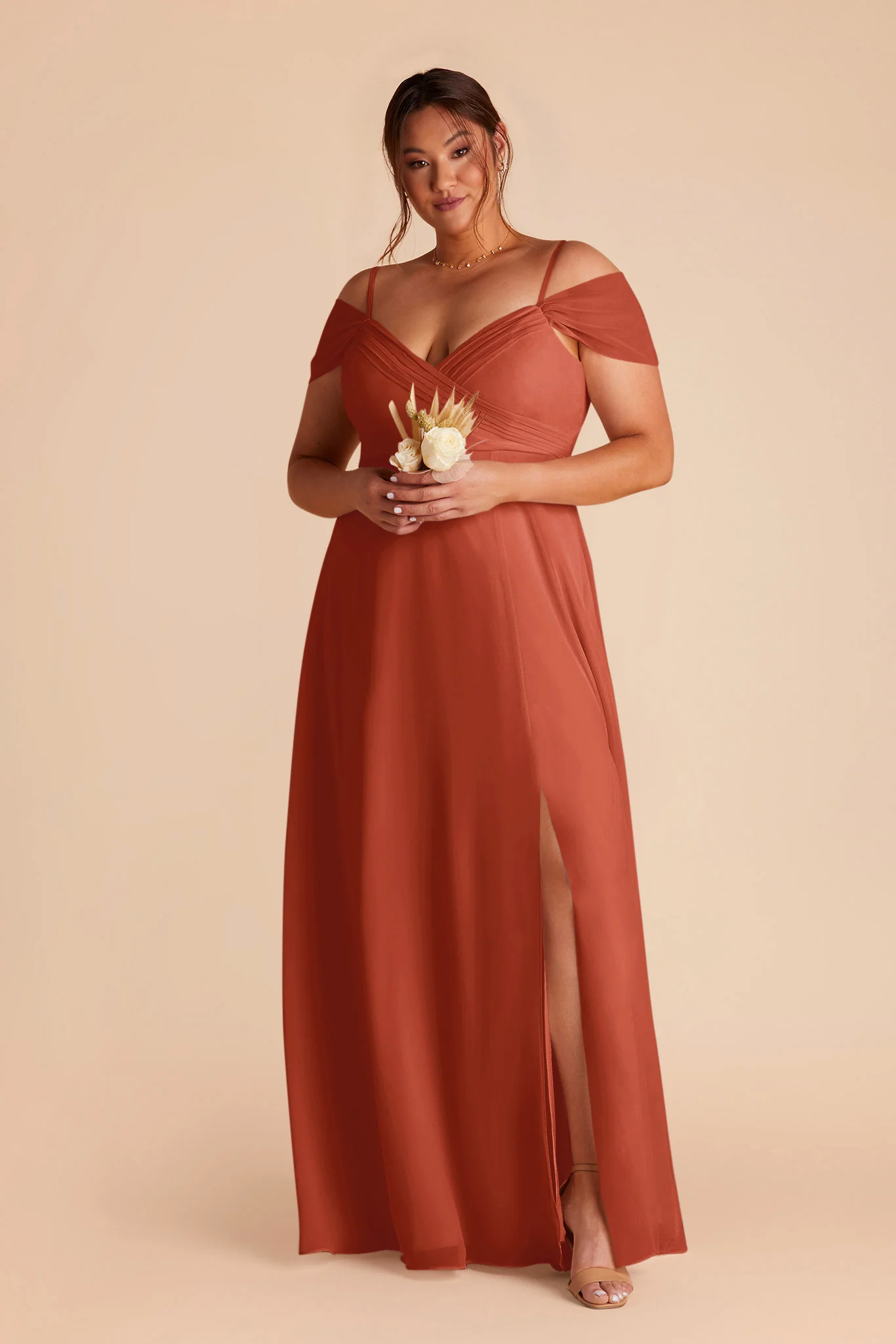 Spence Chiffon Dress With Slit - Auburn - Image 6