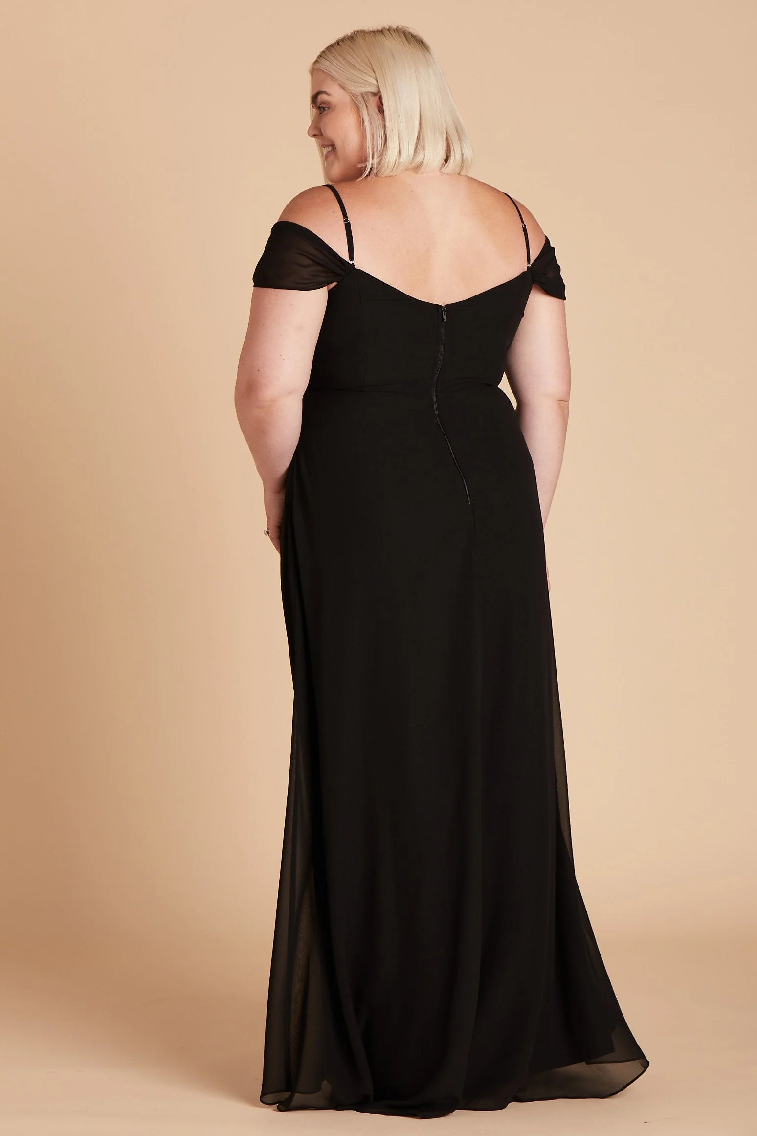 Spence Chiffon Dress With Slit - Black - Image 12